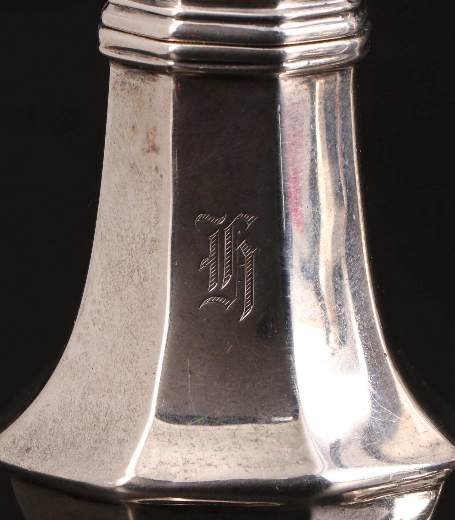 Davis & Galt Sterling Silver Monogrammed Salt and Pepper Shakers, Late 19th C