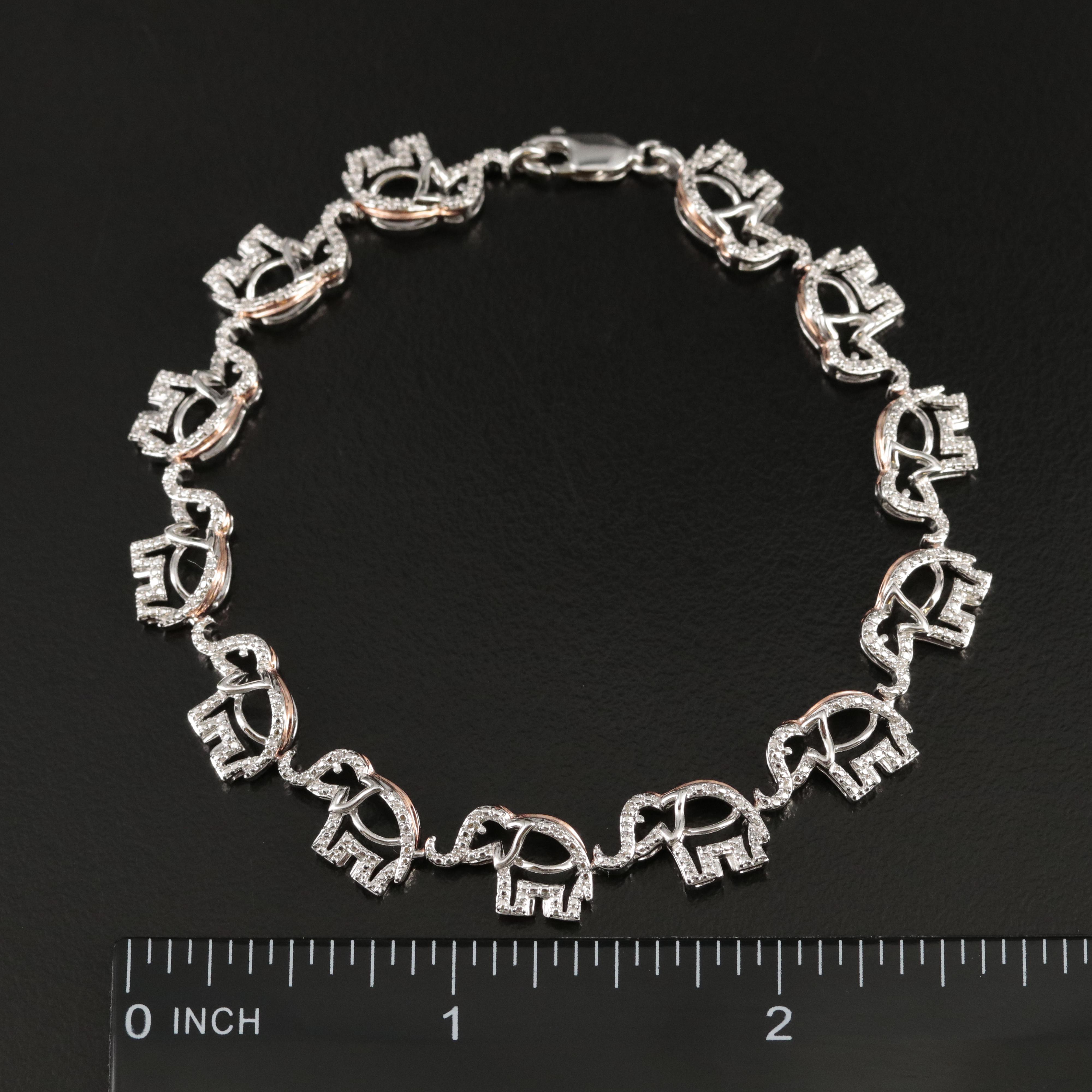 Sterling Diamond Elephant Bracelet
