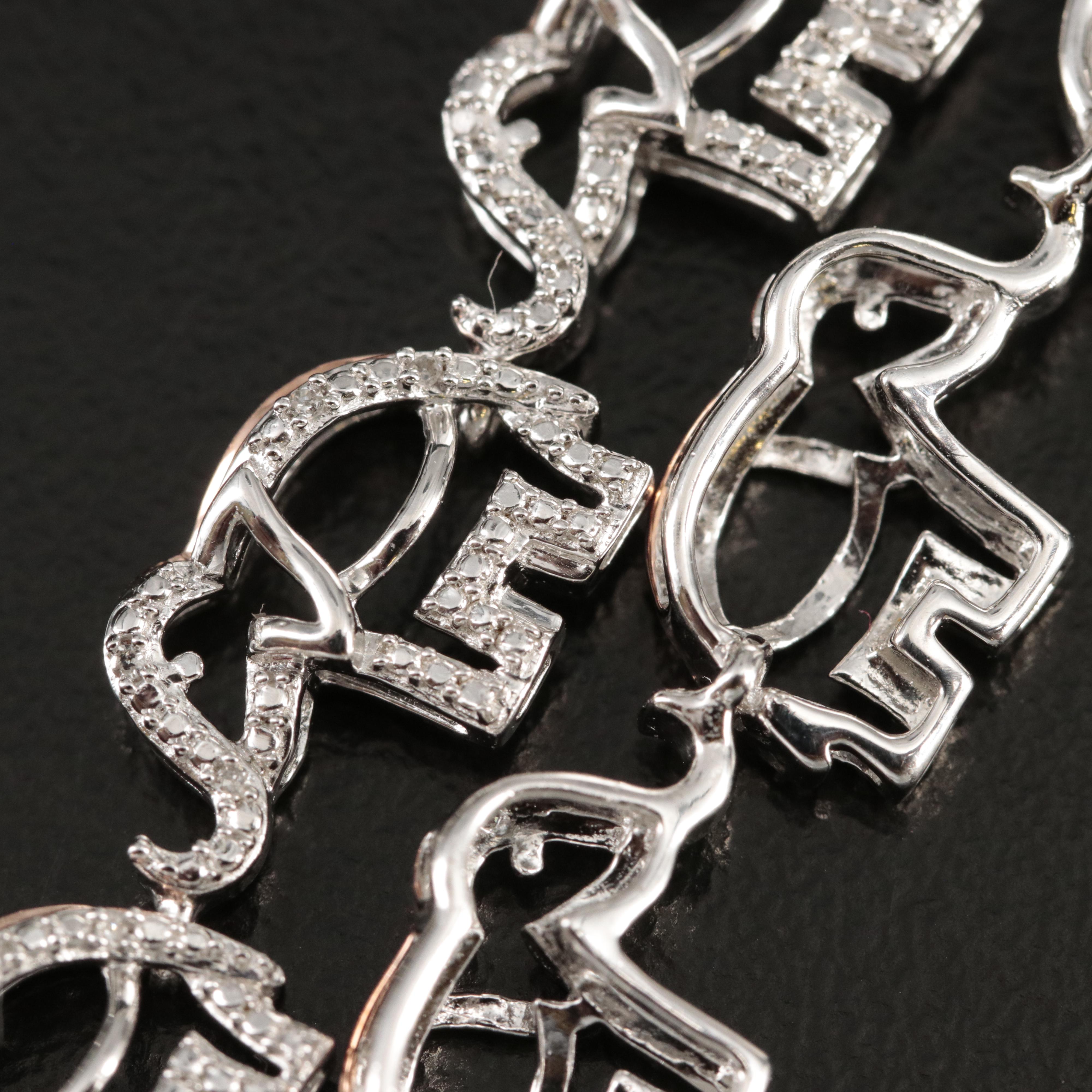 Sterling Diamond Elephant Bracelet