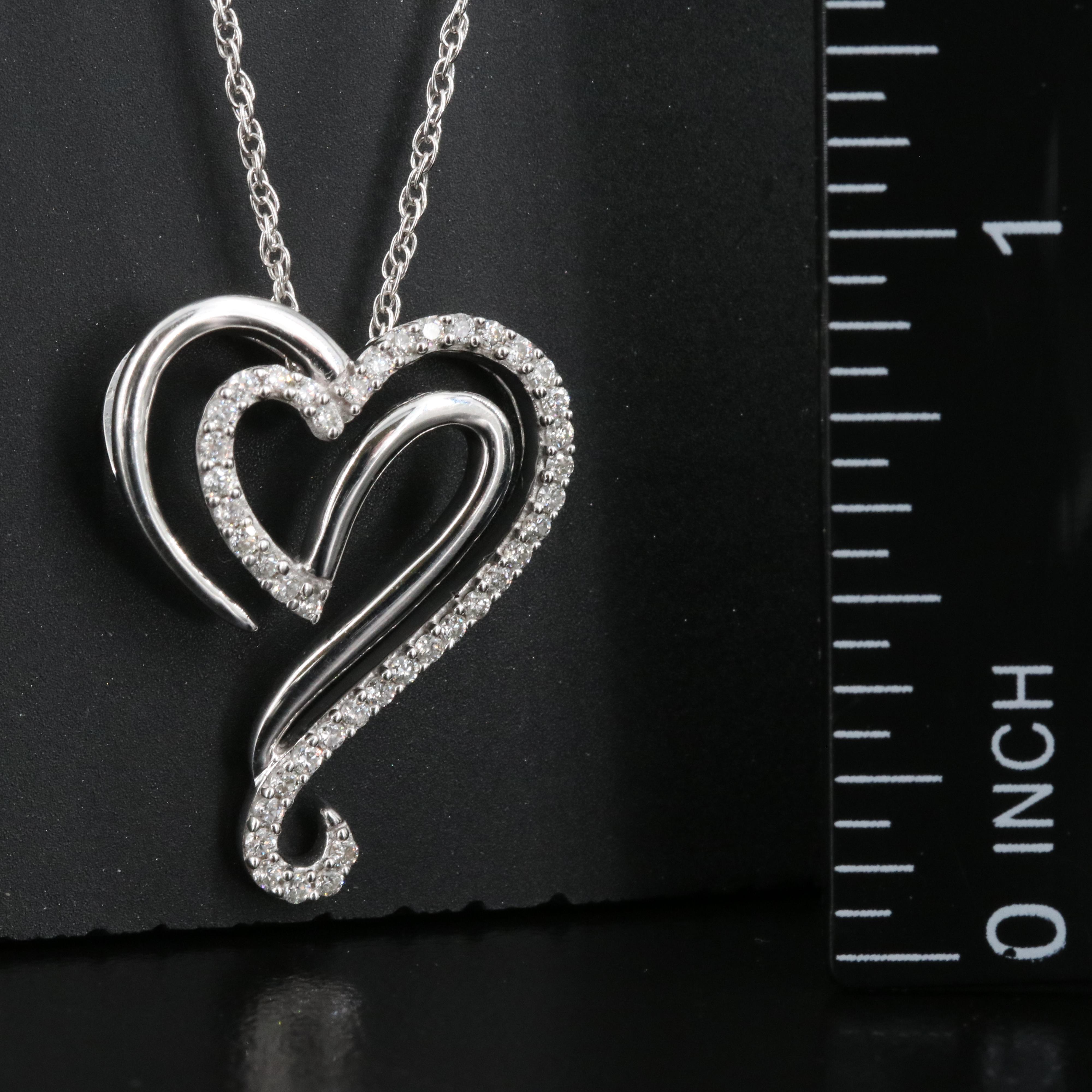 Sterling Diamond Heart Pendant Necklace