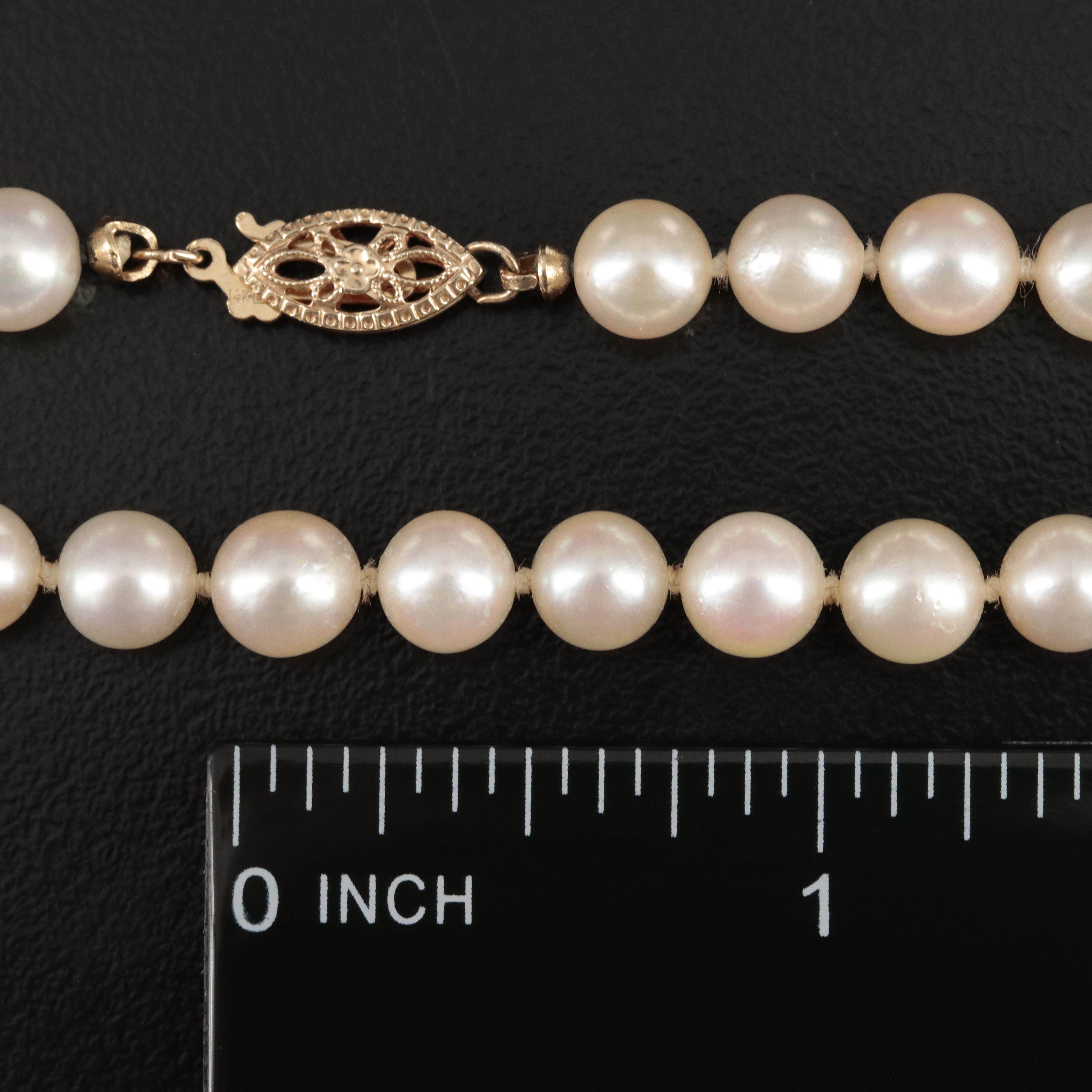 Pearl Necklace with 14K Clasp