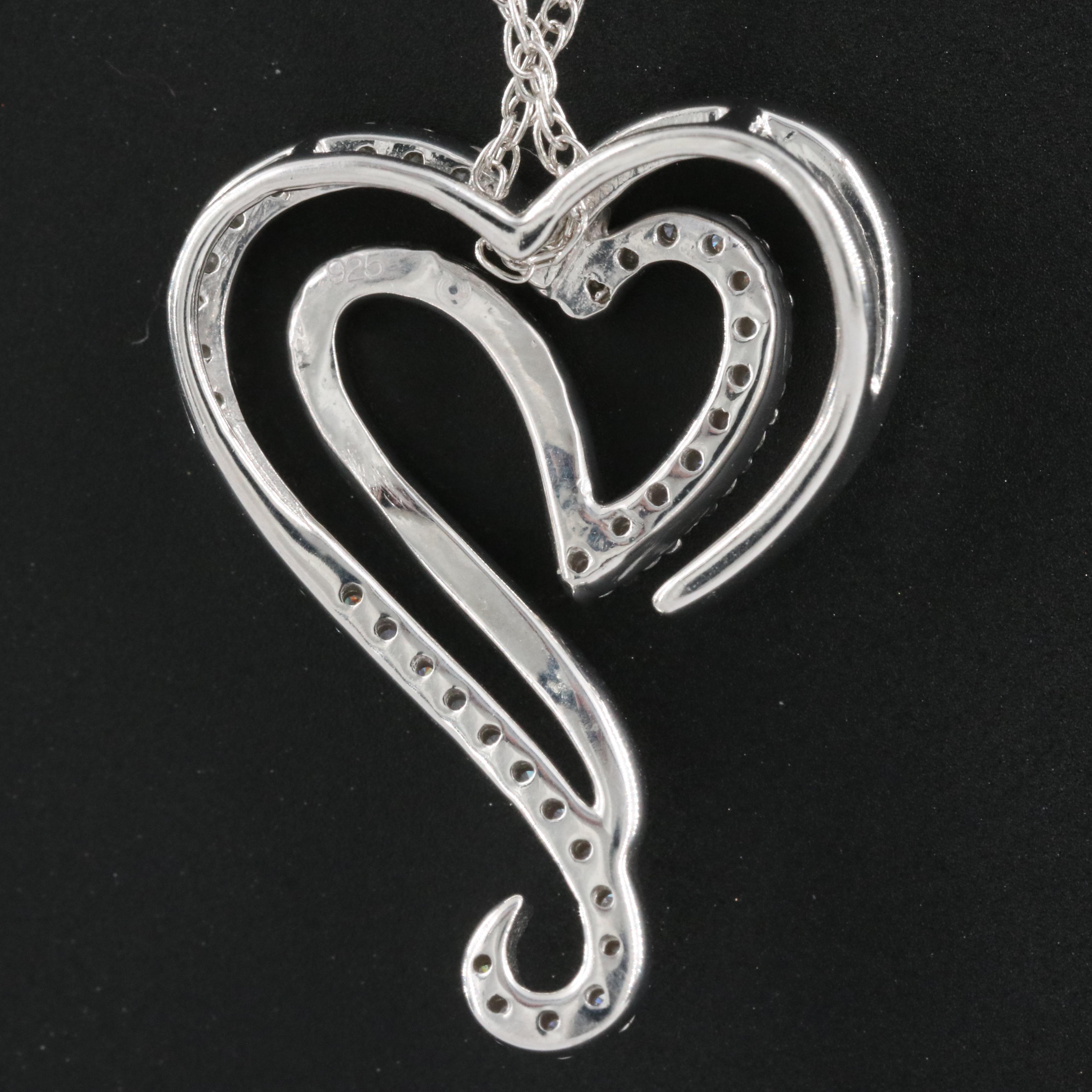 Sterling Diamond Heart Pendant Necklace