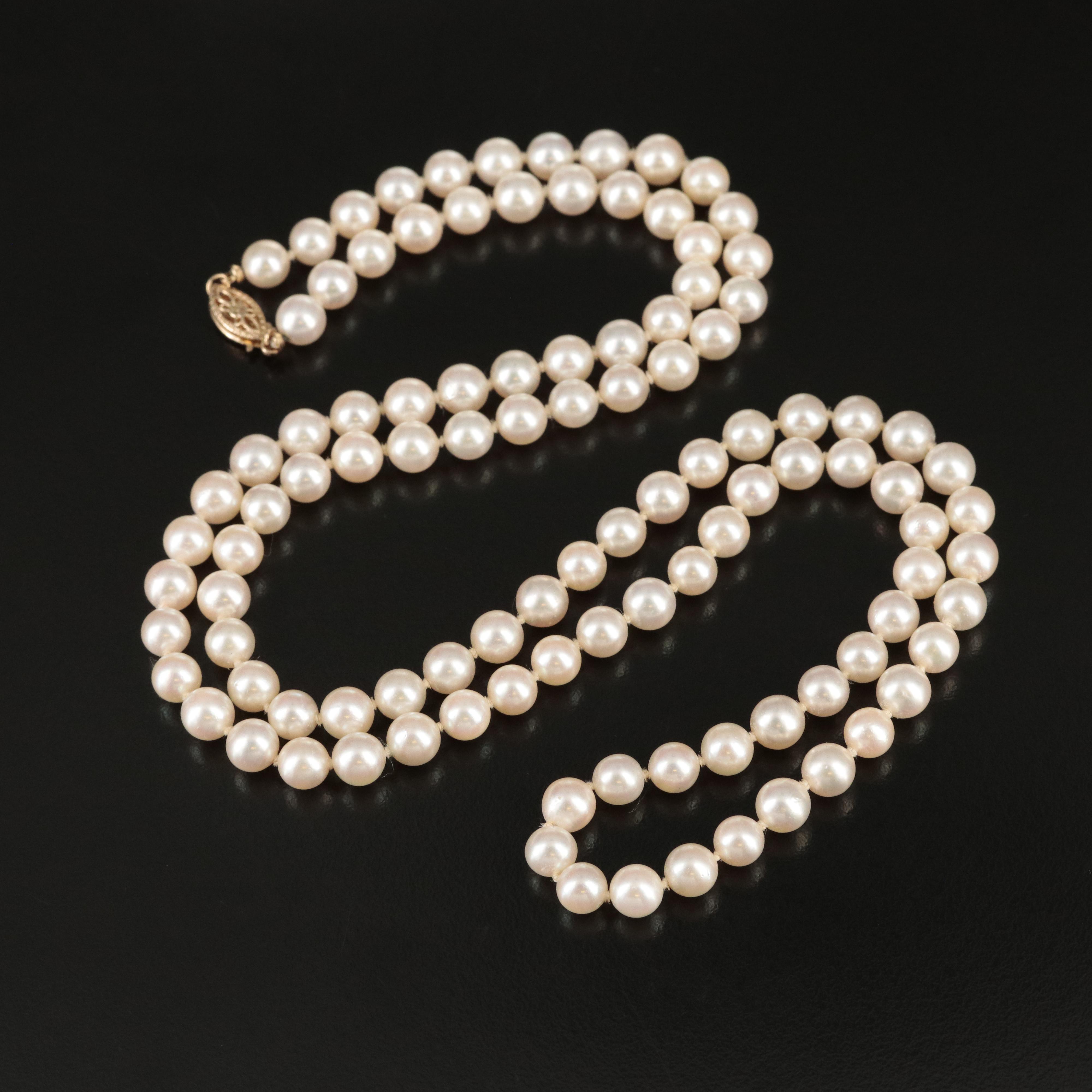 Pearl Necklace with 14K Clasp
