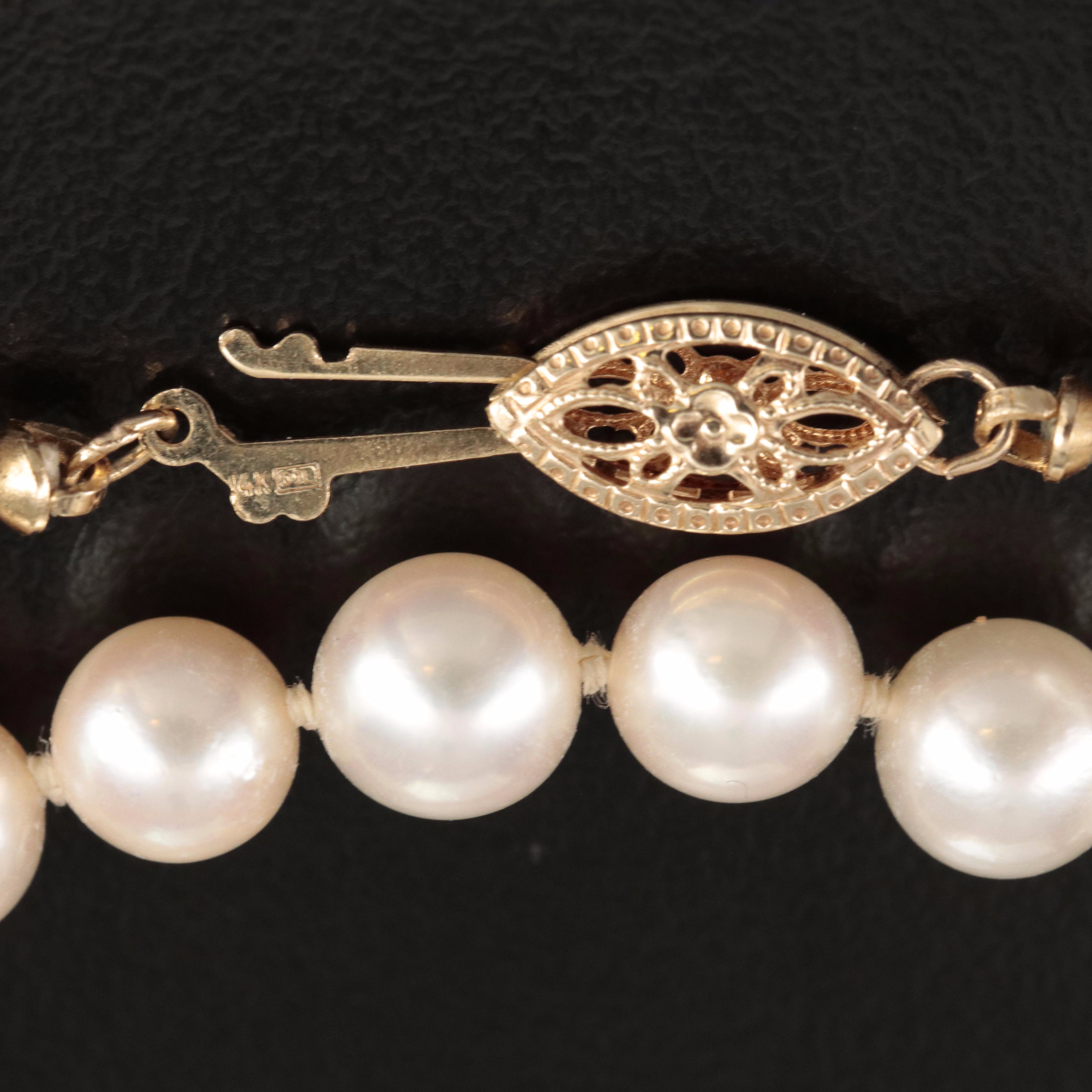 Pearl Necklace with 14K Clasp