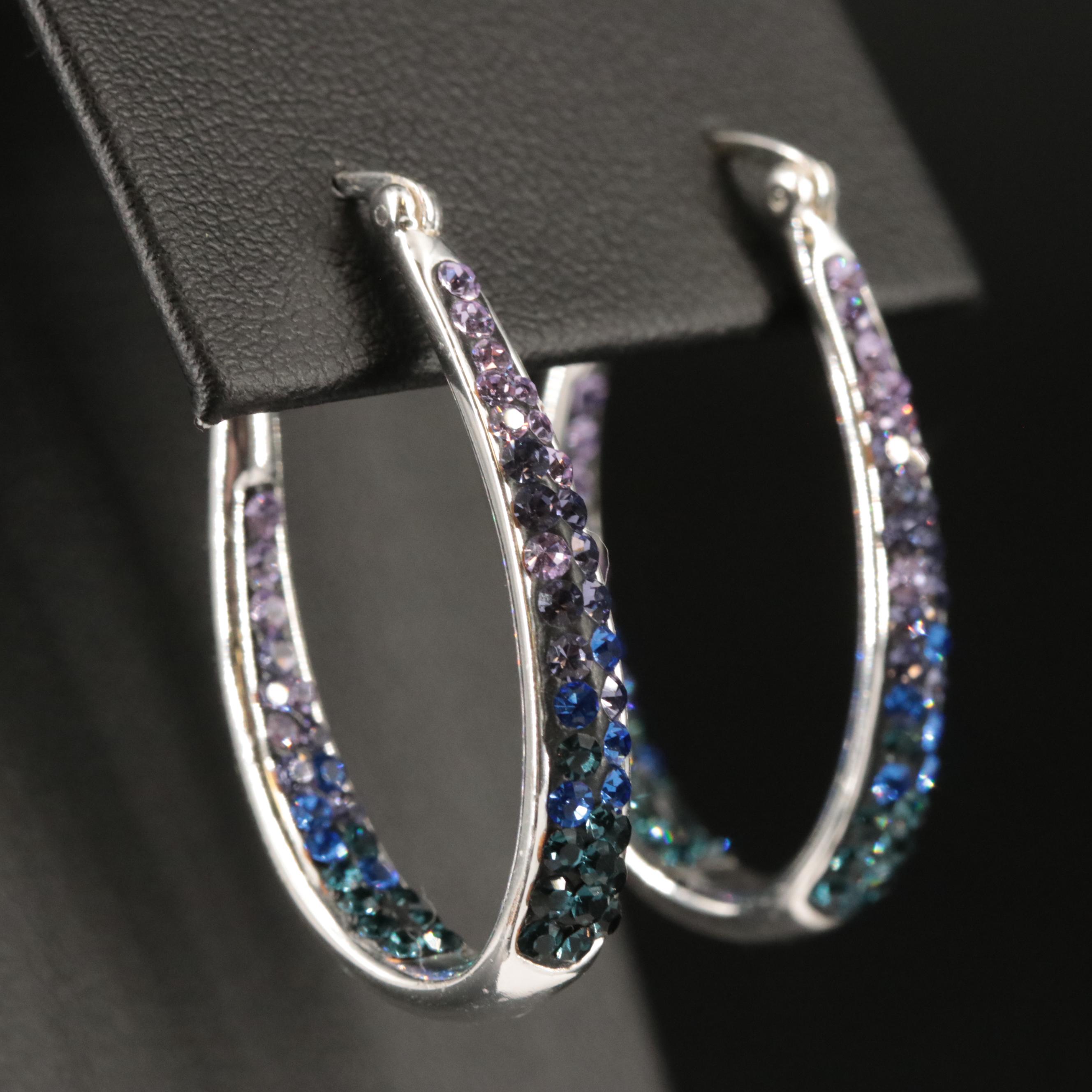 Crystal Oval Hoop Earrings