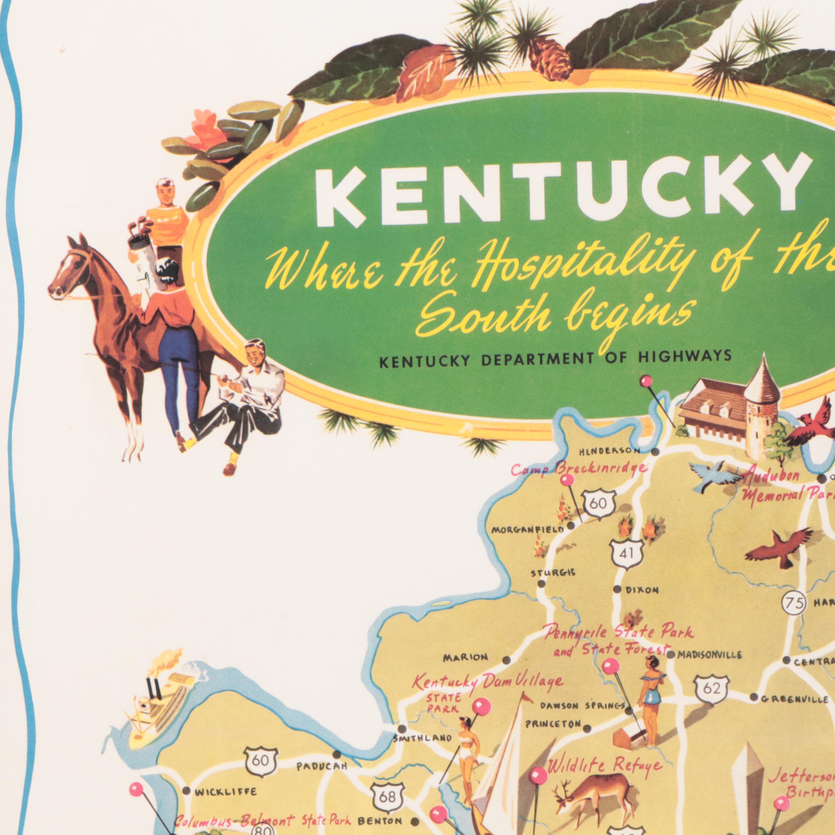 Digital Print of Kentucky Highways, Mid-20th Century