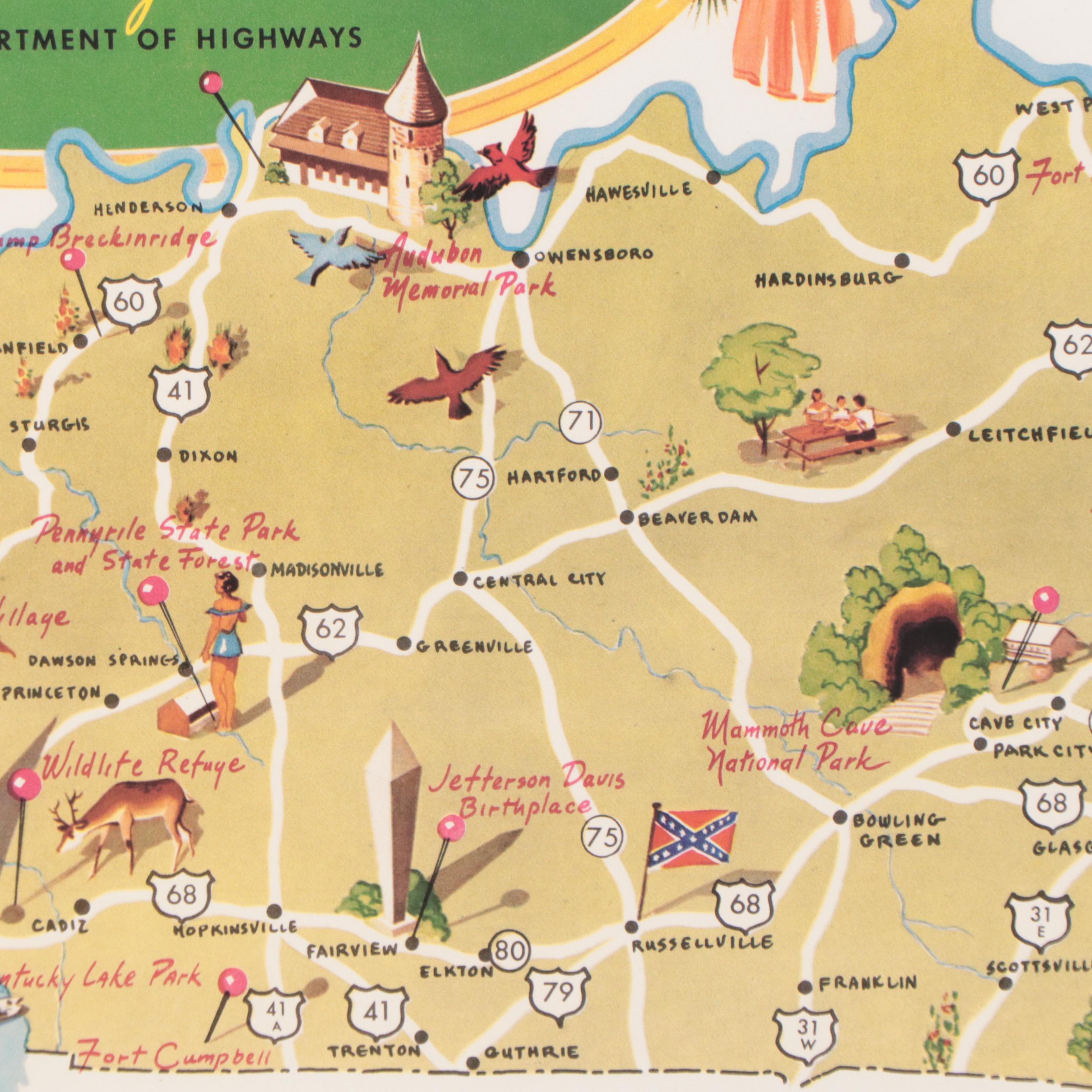 Digital Print of Kentucky Highways, Mid-20th Century