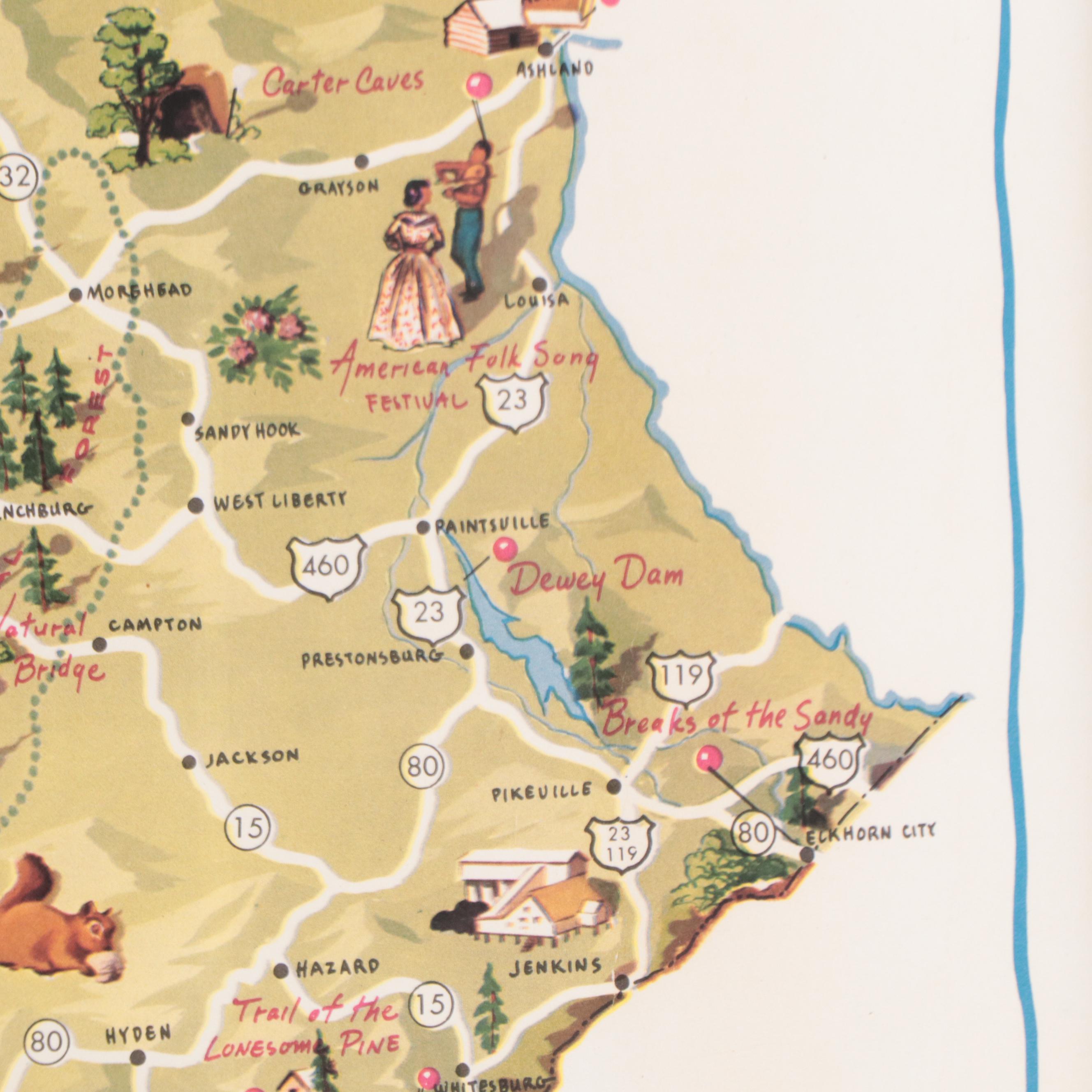 Digital Print of Kentucky Highways, Mid-20th Century