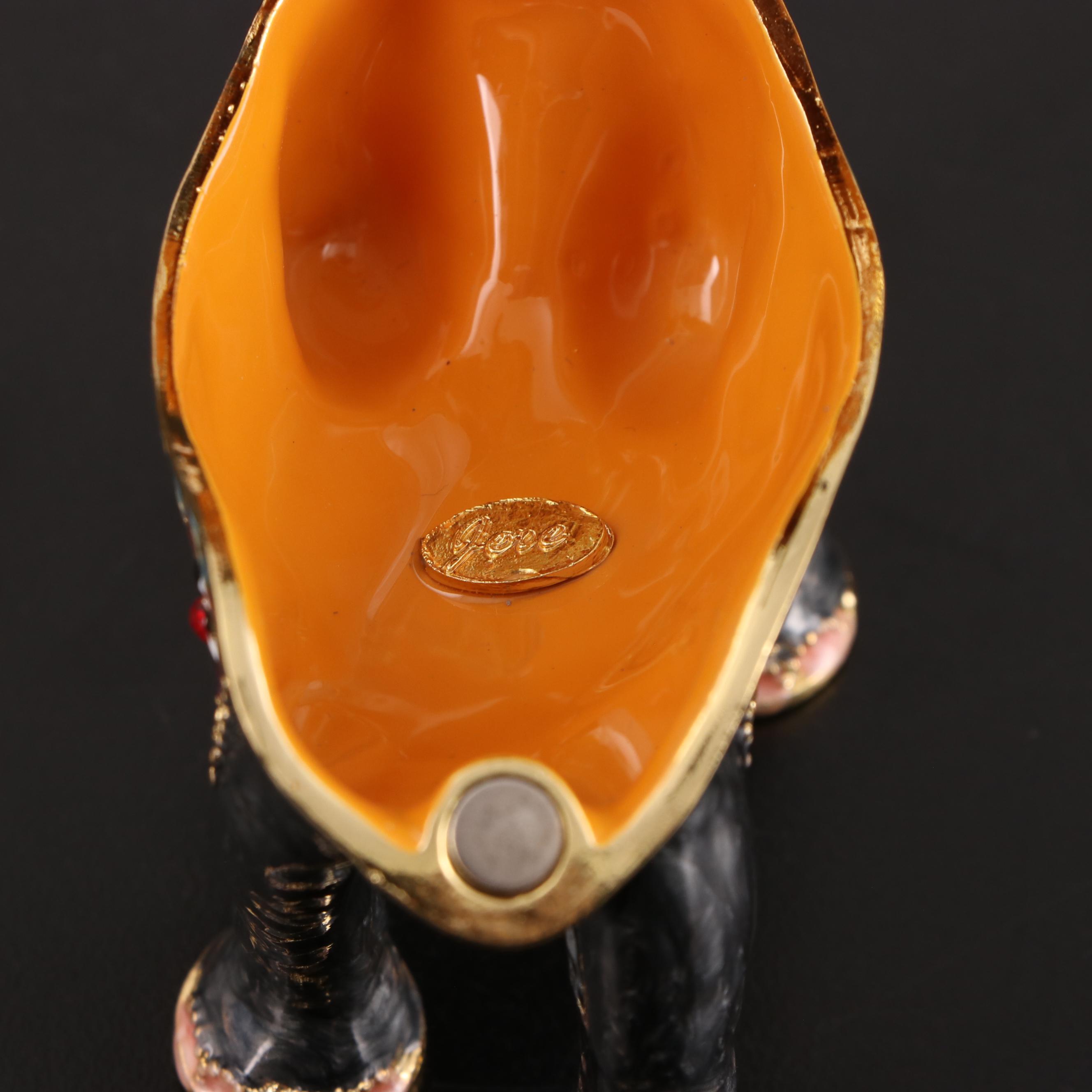 Glass Baron and Jere Elephant Figurine and Trinket Box with Necklace