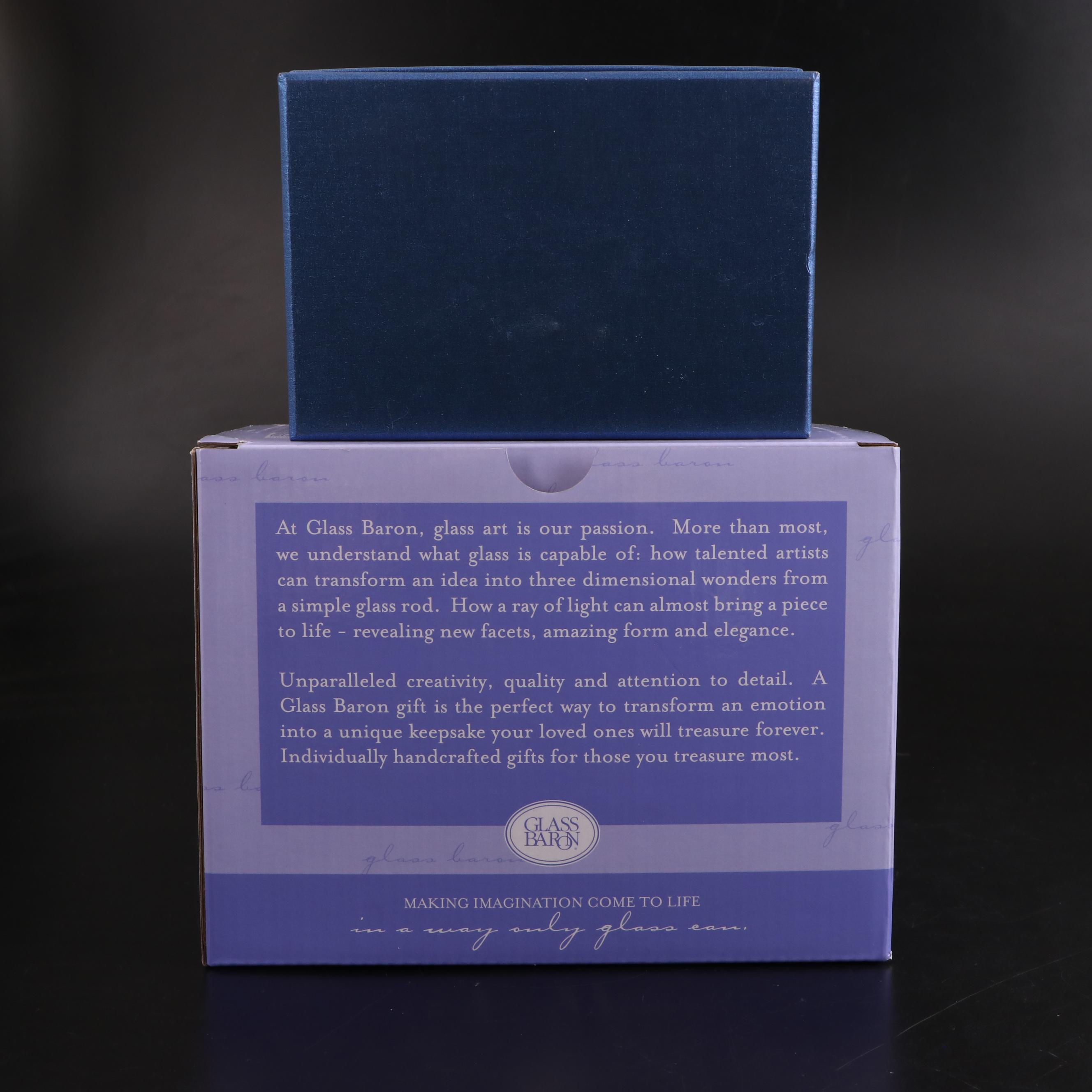 Glass Baron and Jere Elephant Figurine and Trinket Box with Necklace