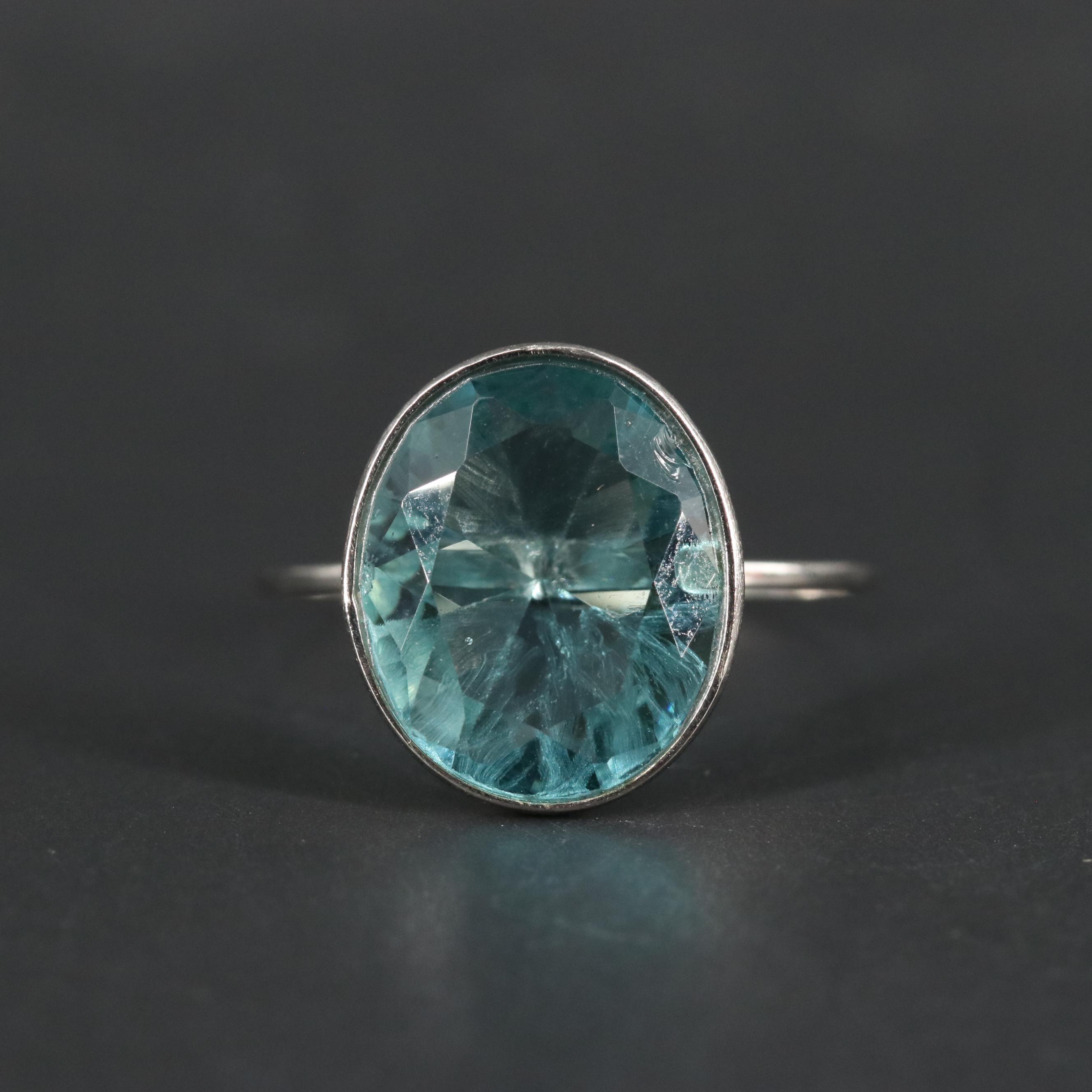 10K Aquamarine Ring