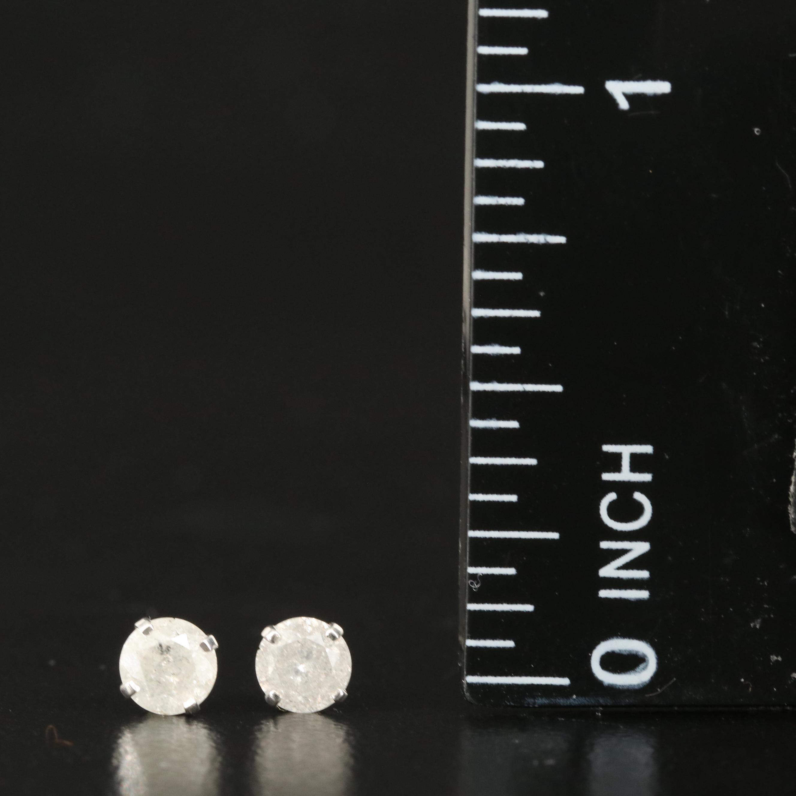 Sterling Diamond Stud Earrings