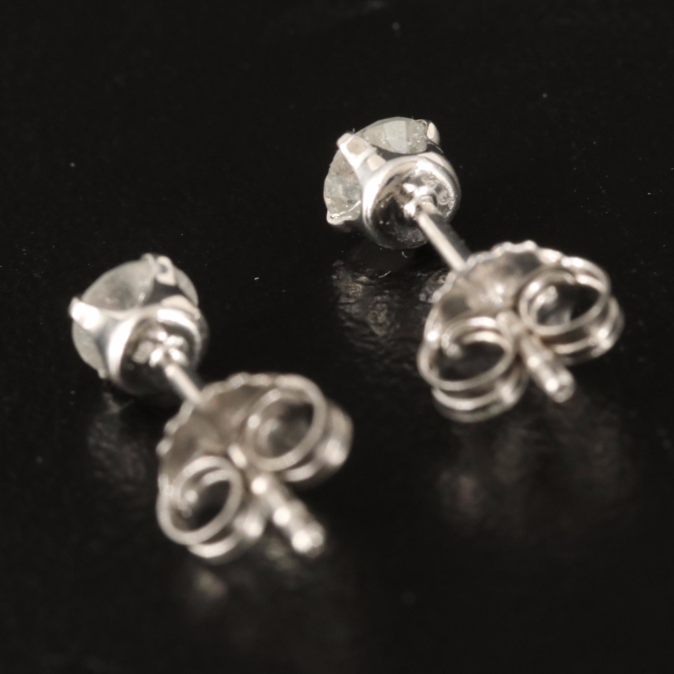 Sterling Diamond Stud Earrings
