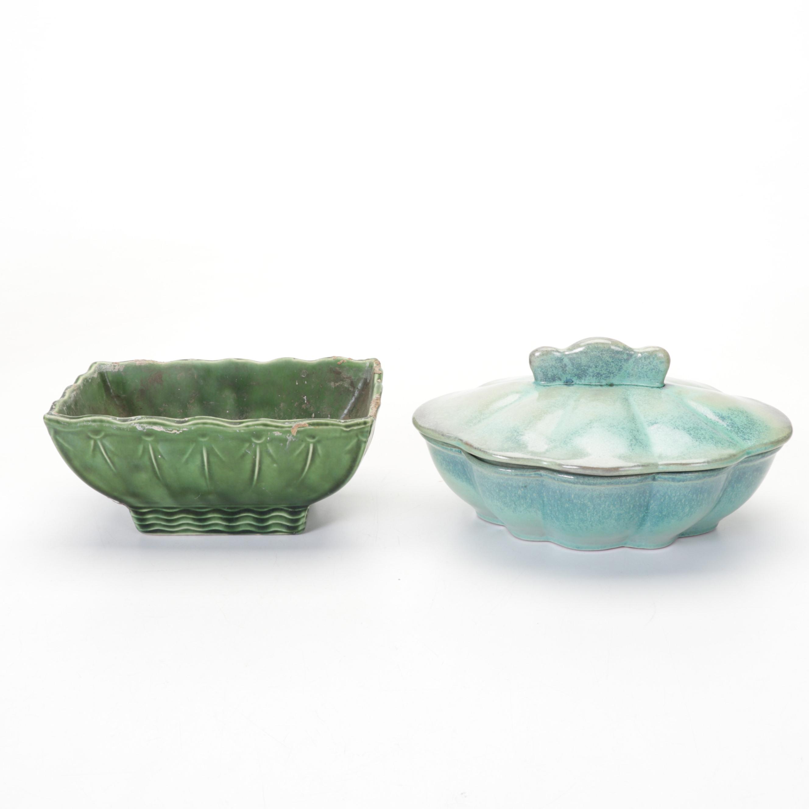 McCoy Planter, Carnival Glass Biscuit Jar, Aladdin Pink Glass Oil Lamp and More