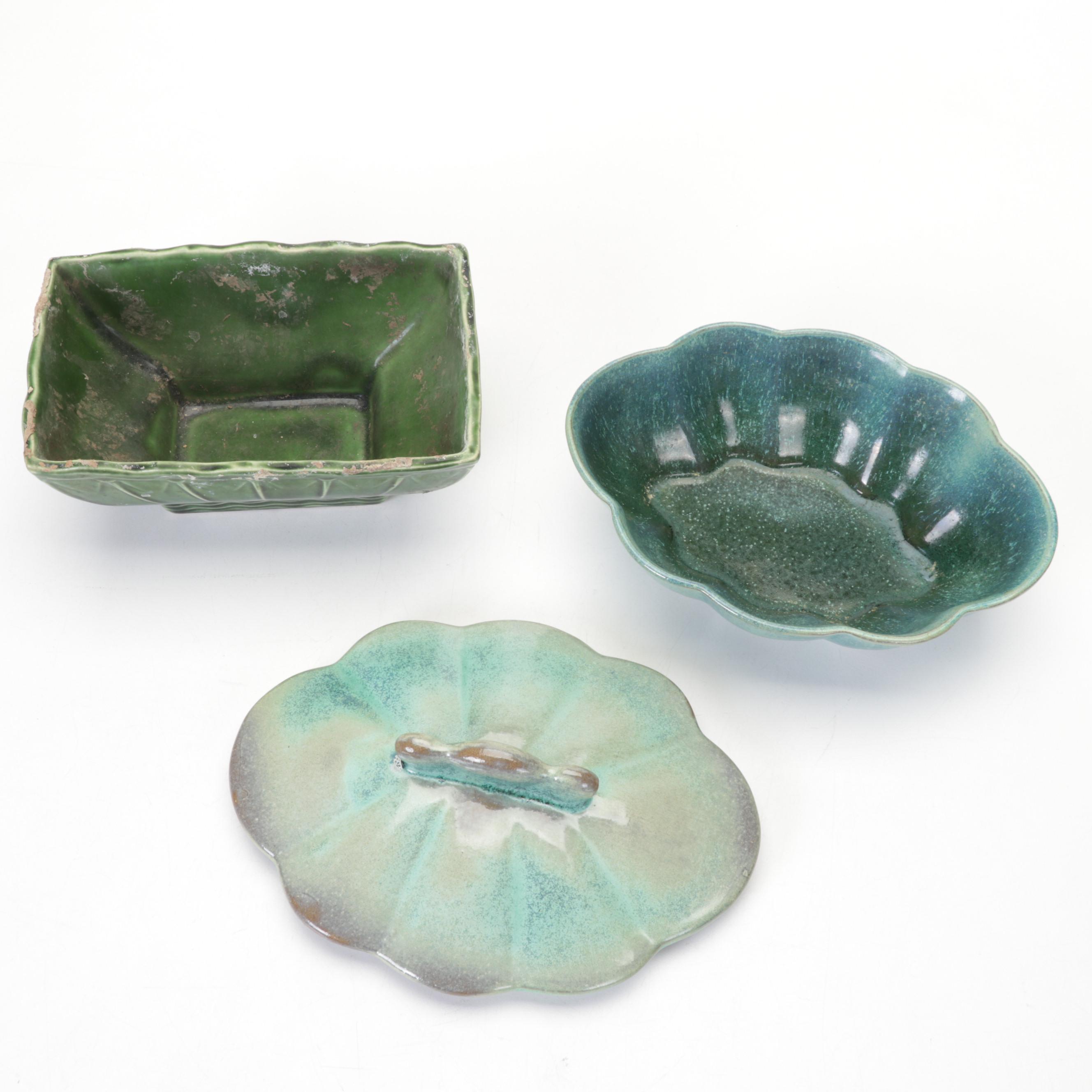 McCoy Planter, Carnival Glass Biscuit Jar, Aladdin Pink Glass Oil Lamp and More