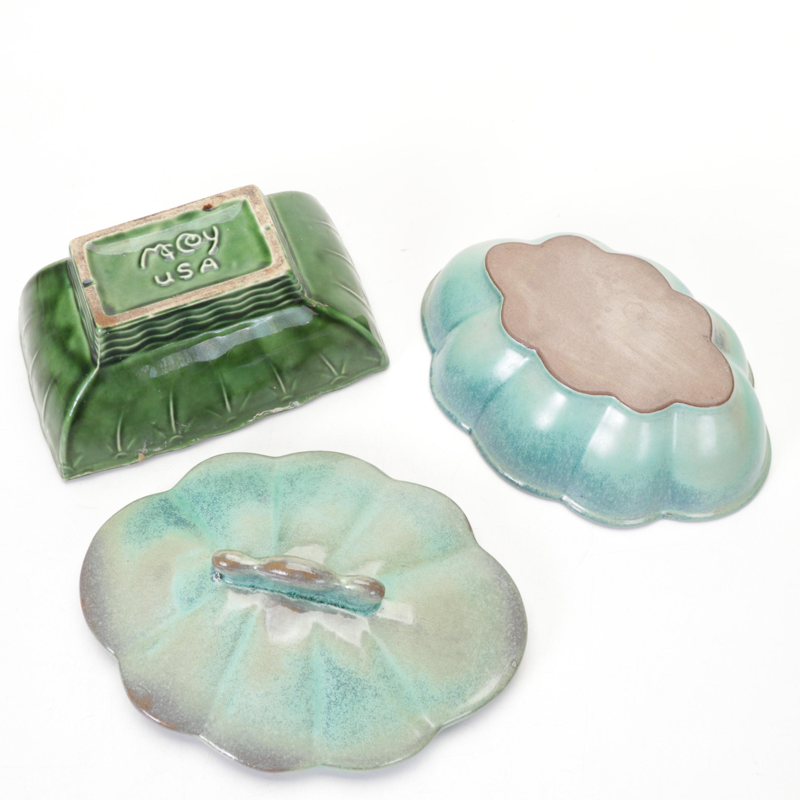 McCoy Planter, Carnival Glass Biscuit Jar, Aladdin Pink Glass Oil Lamp and More