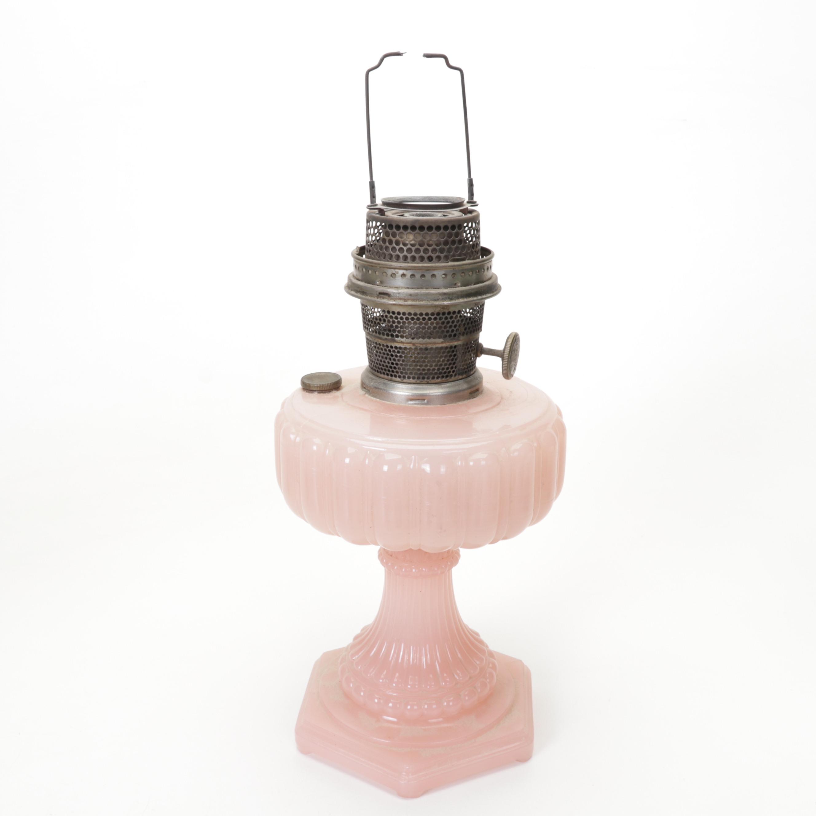 McCoy Planter, Carnival Glass Biscuit Jar, Aladdin Pink Glass Oil Lamp and More