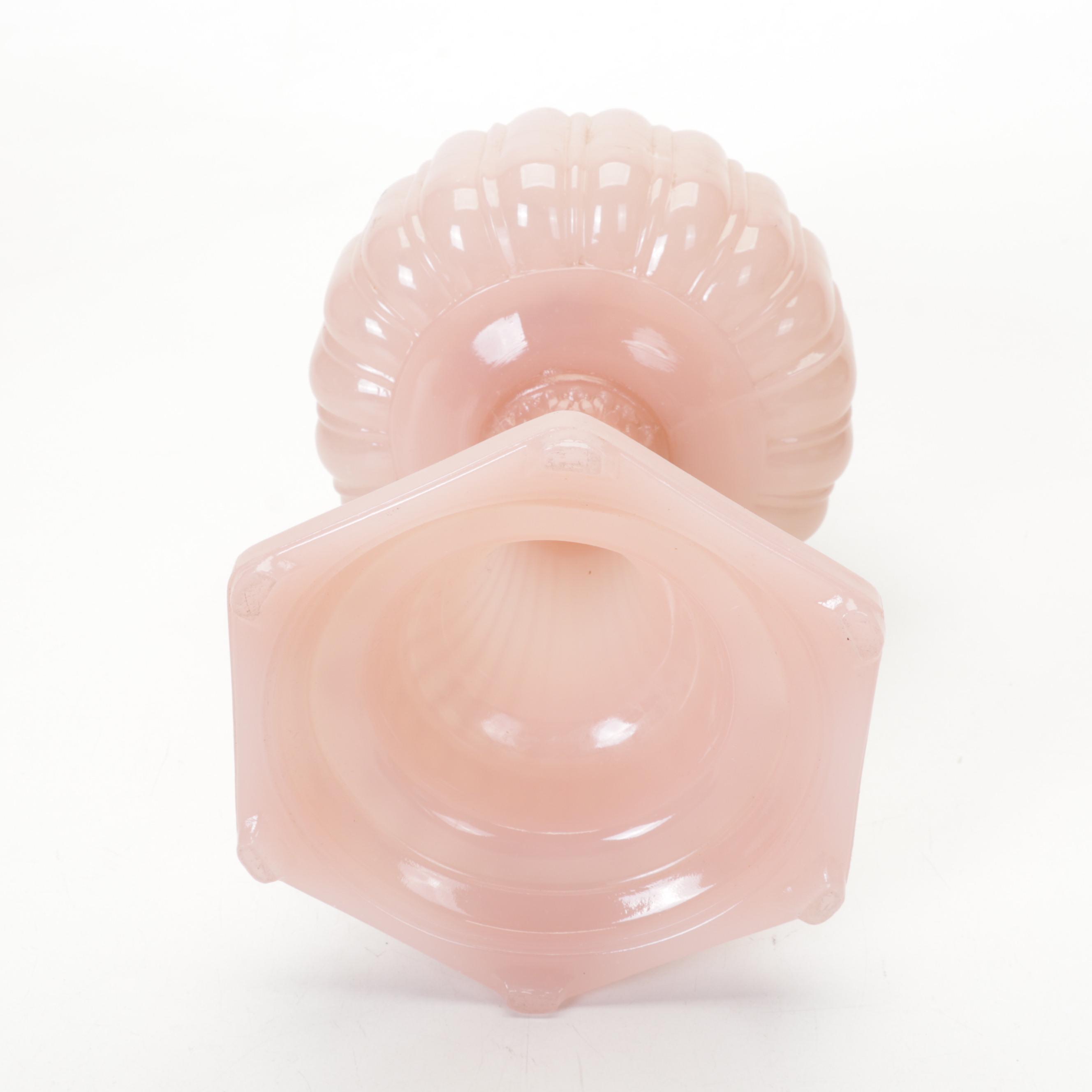 McCoy Planter, Carnival Glass Biscuit Jar, Aladdin Pink Glass Oil Lamp and More