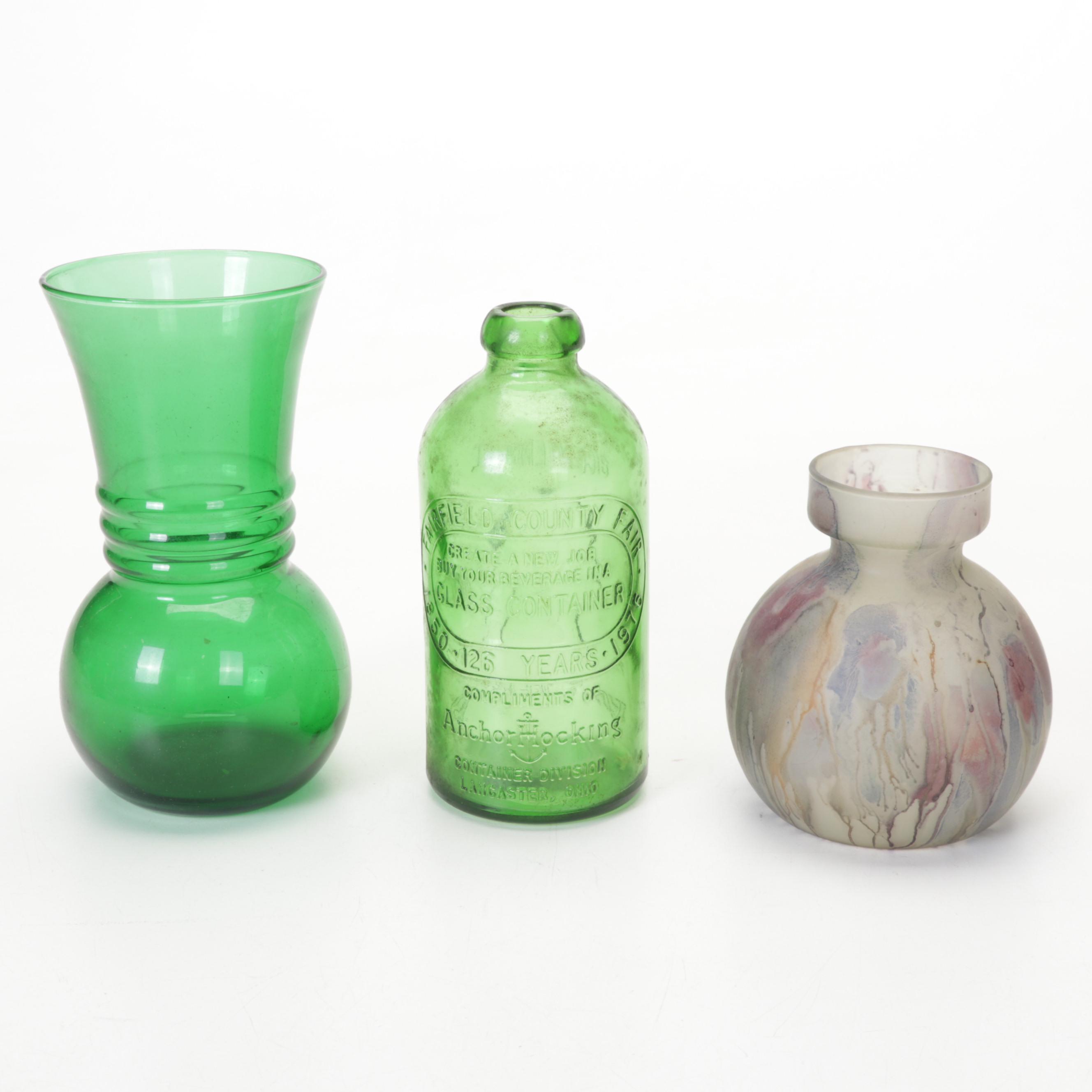 McCoy Planter, Carnival Glass Biscuit Jar, Aladdin Pink Glass Oil Lamp and More