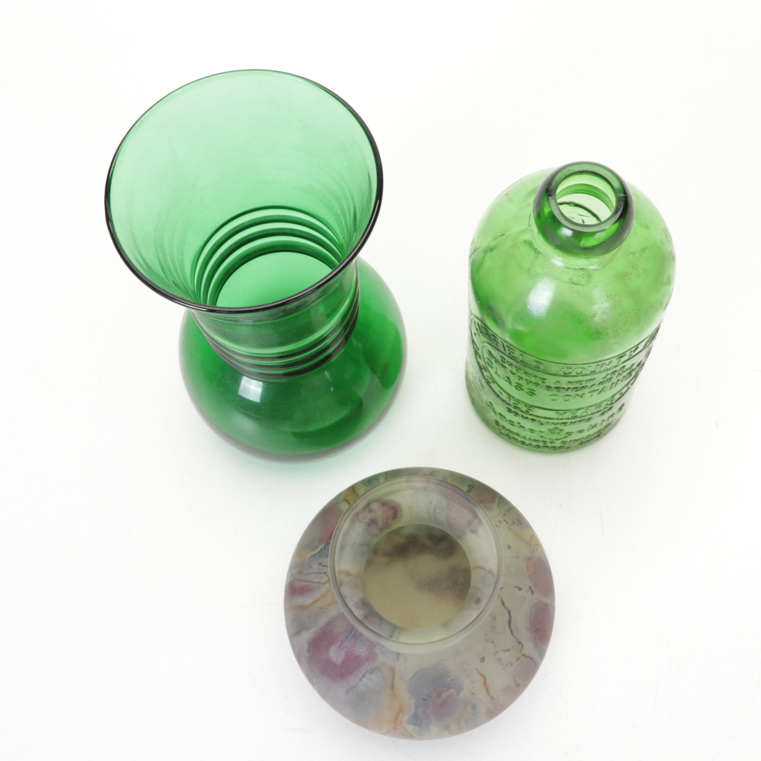 McCoy Planter, Carnival Glass Biscuit Jar, Aladdin Pink Glass Oil Lamp and More