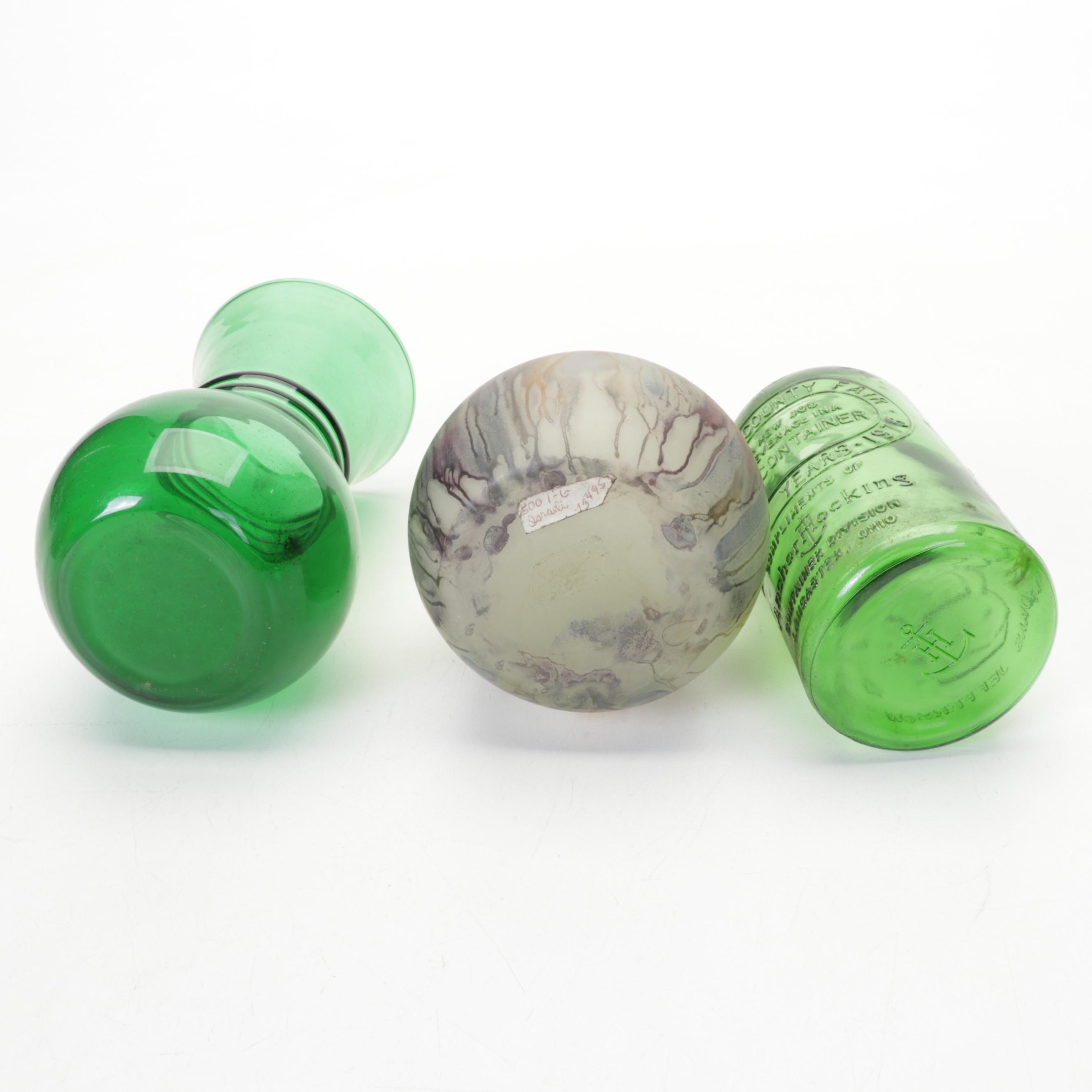 McCoy Planter, Carnival Glass Biscuit Jar, Aladdin Pink Glass Oil Lamp and More