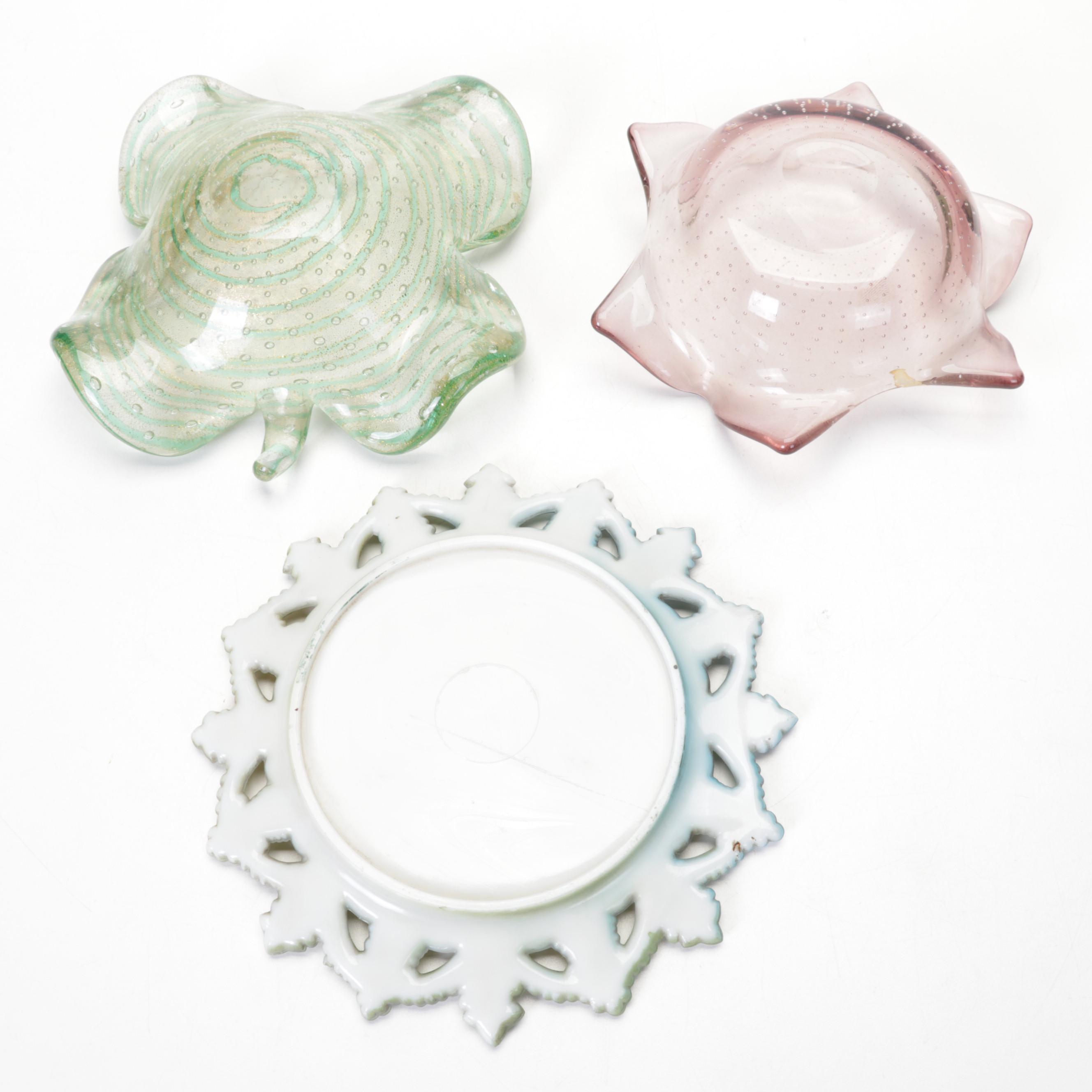 McCoy Planter, Carnival Glass Biscuit Jar, Aladdin Pink Glass Oil Lamp and More