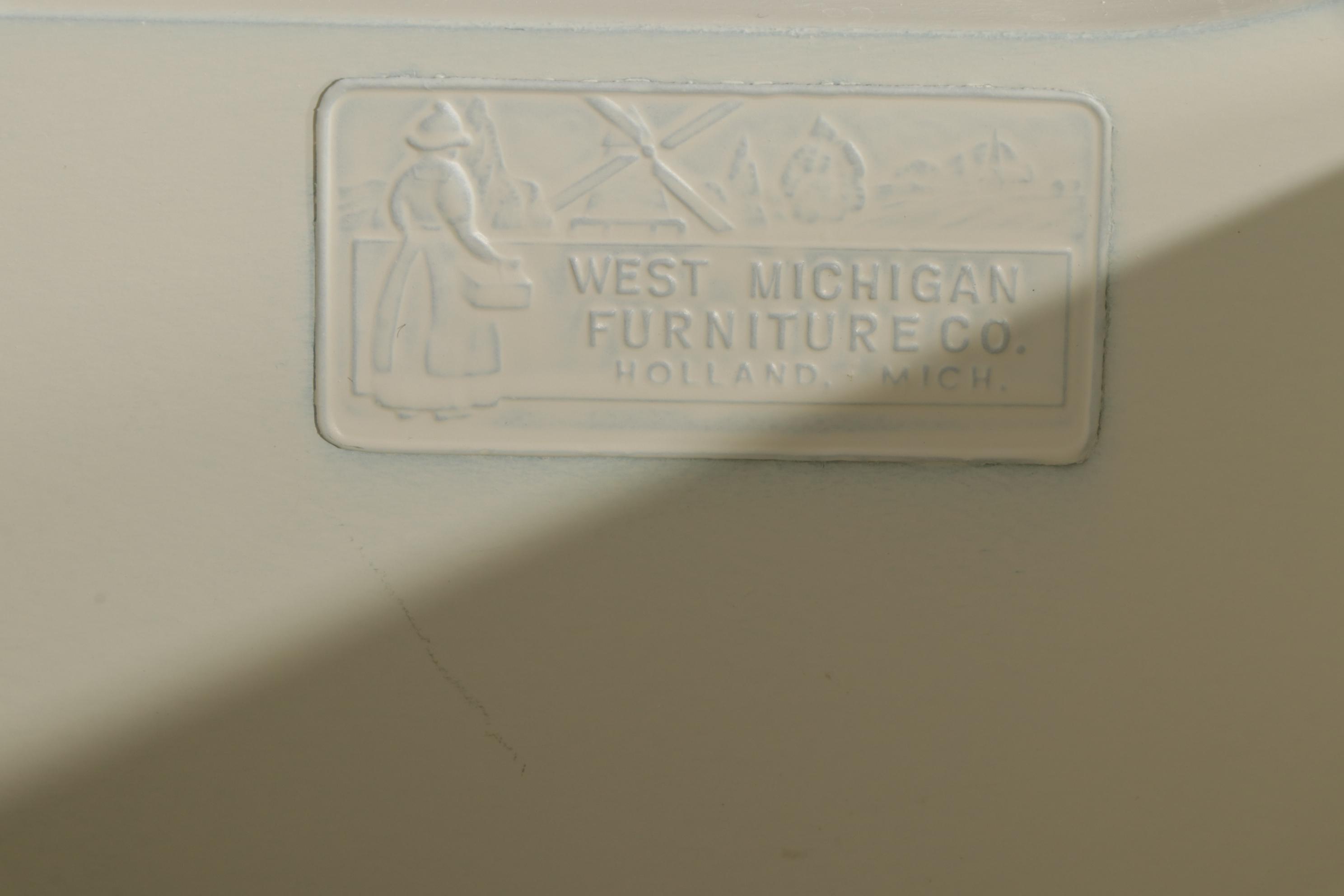 West Michigan Furniture Co. White and Paint-Decorated Dresser with Mirror