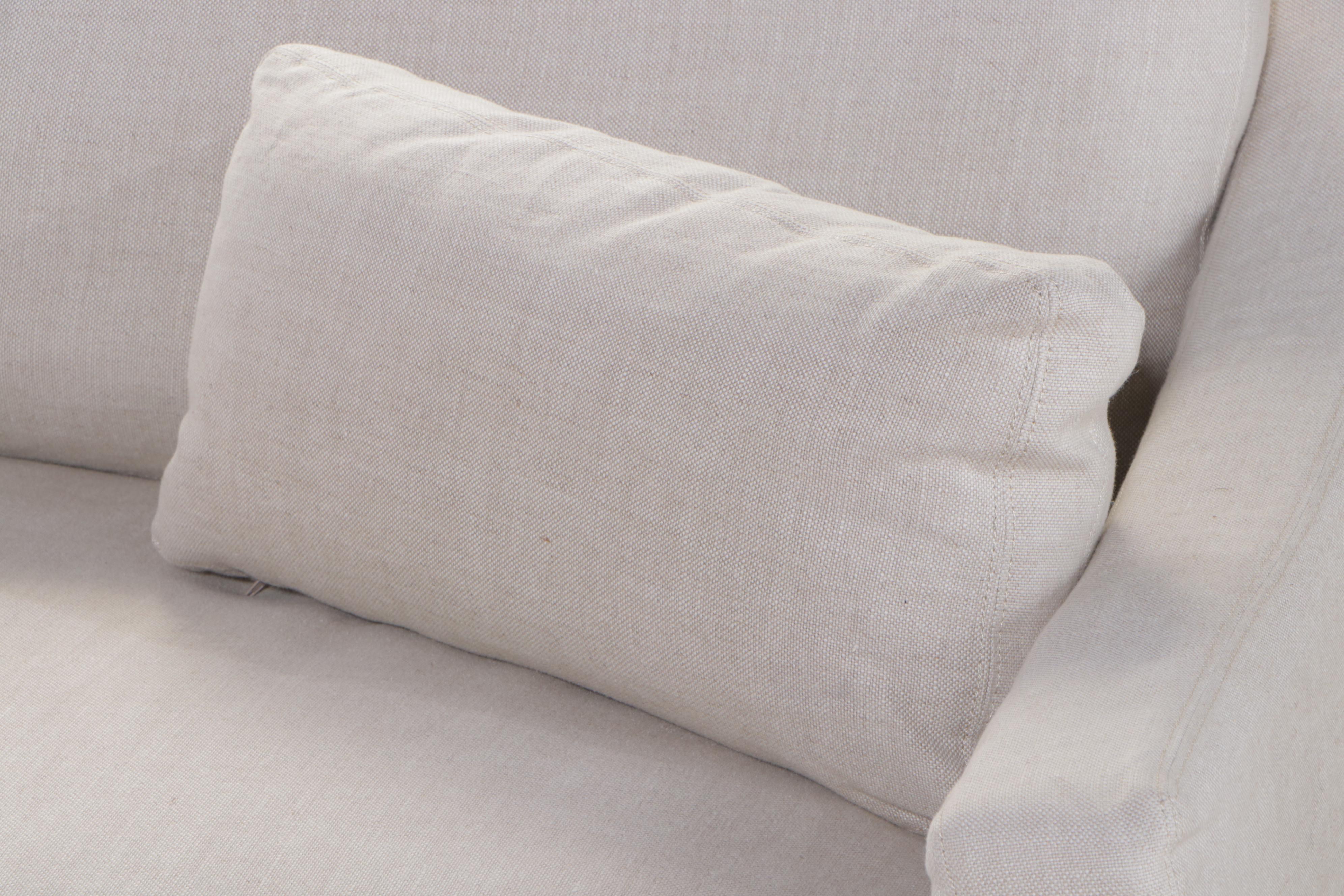 Two-Piece Linen Slip-Covered Sectional Sofa