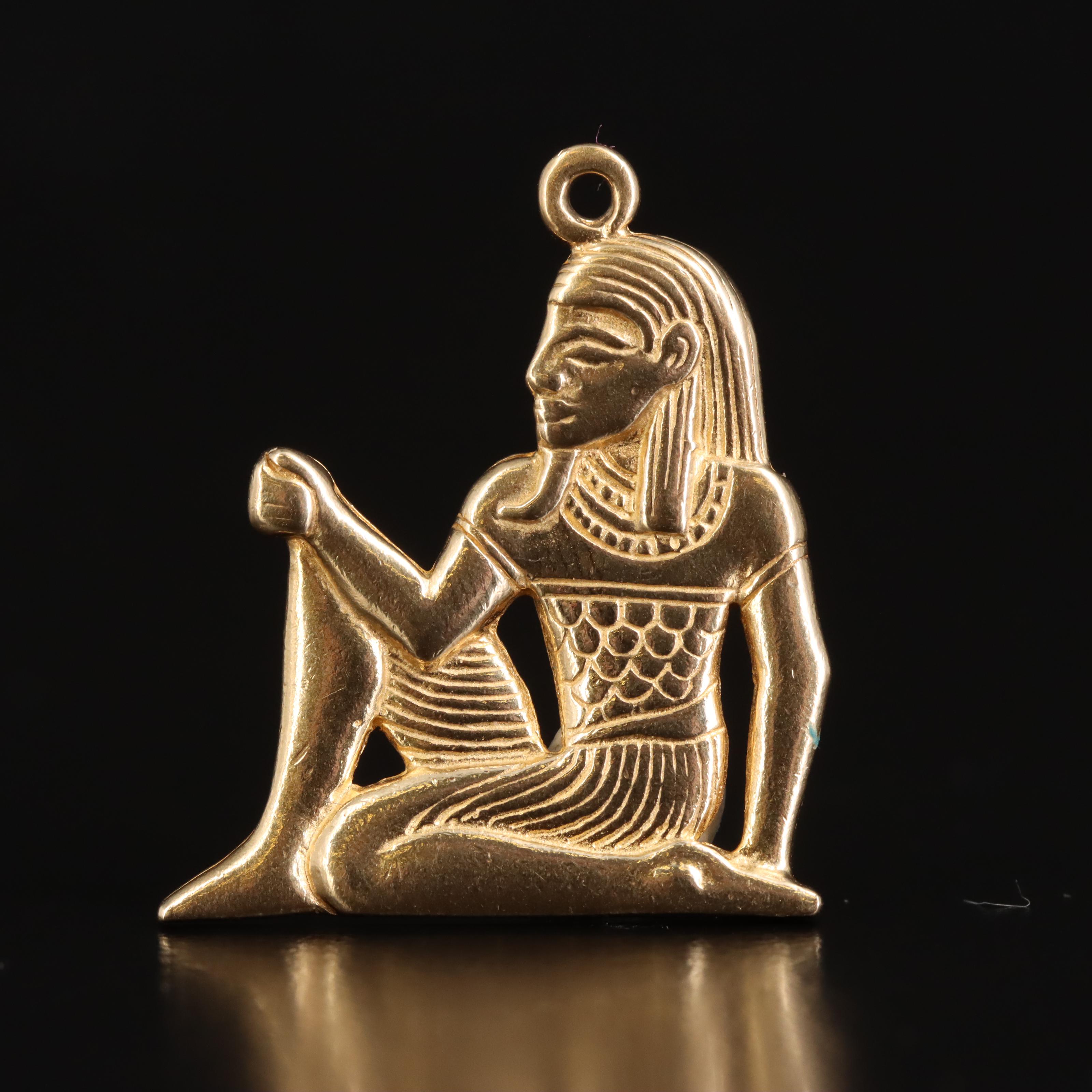 14K Bearded Pharaoh Charm Pendant
