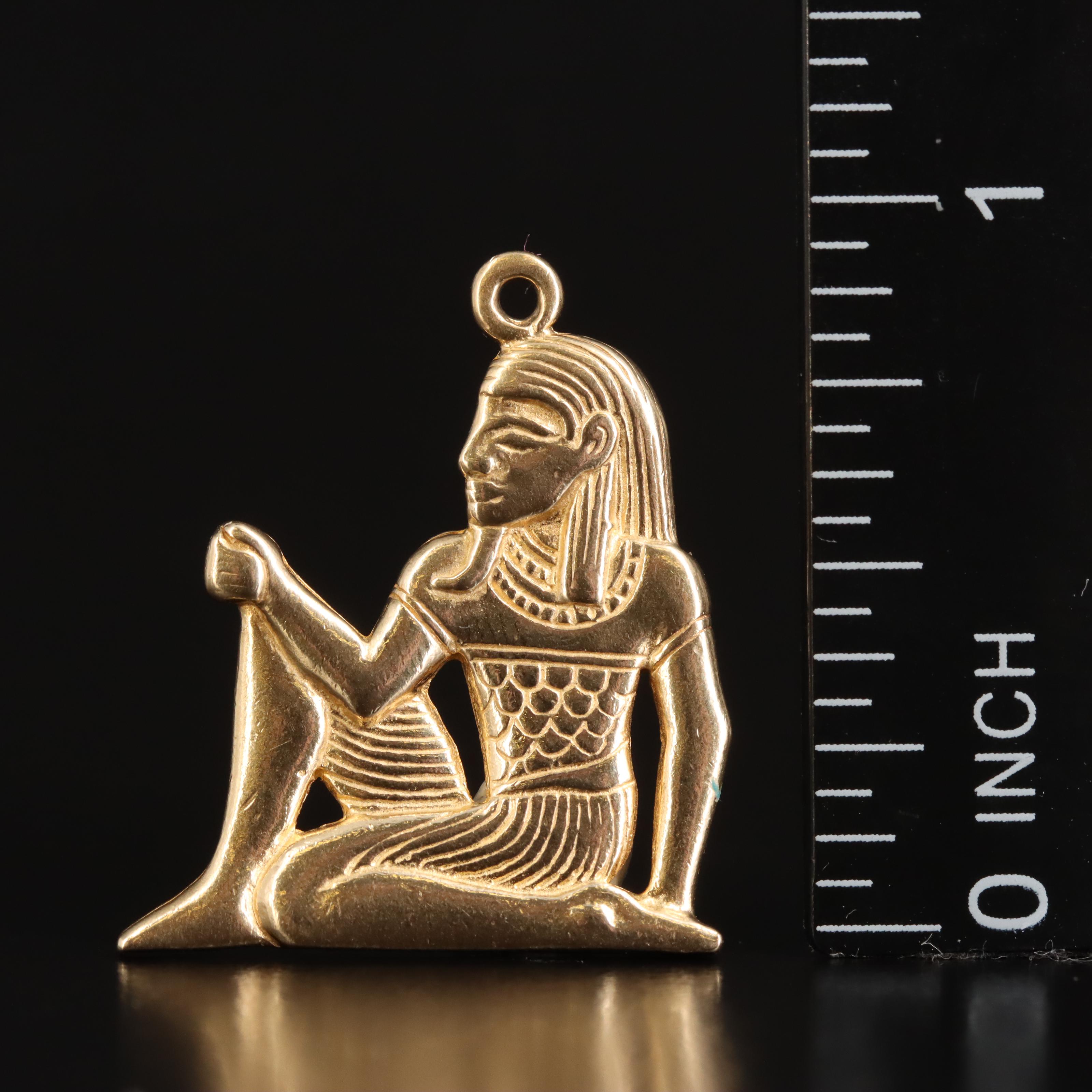 14K Bearded Pharaoh Charm Pendant