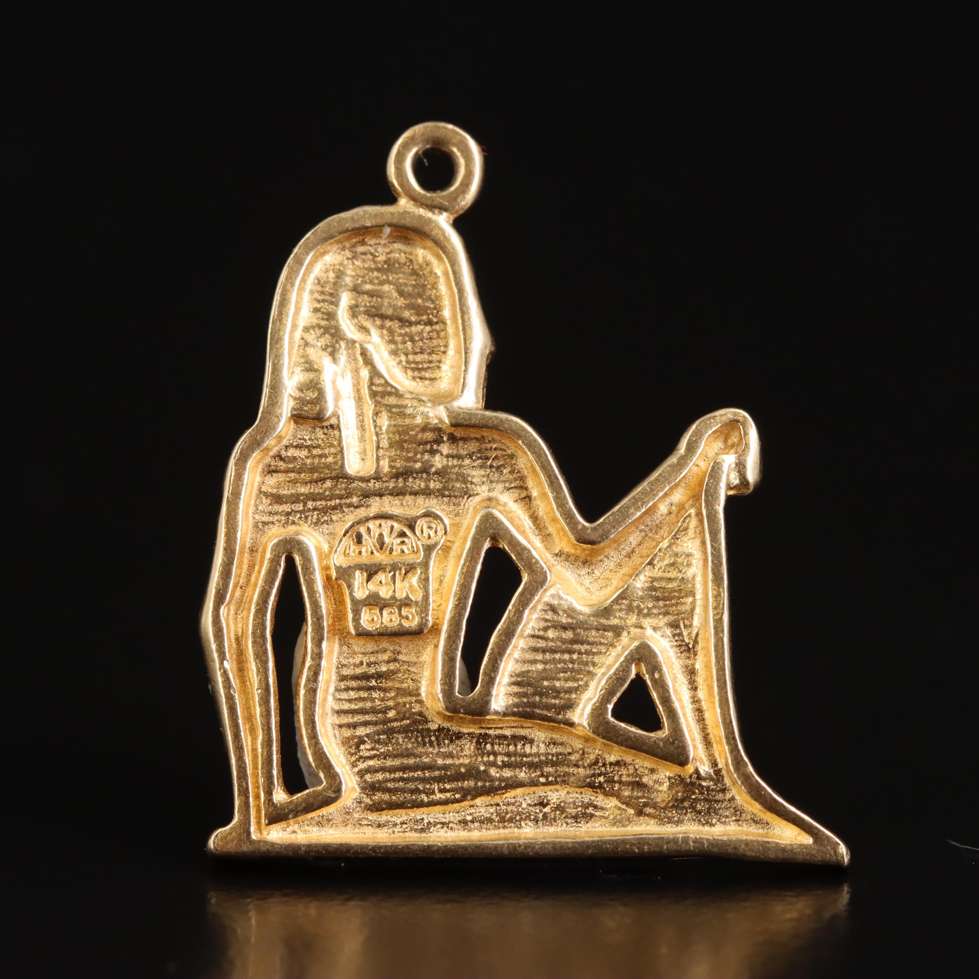 14K Bearded Pharaoh Charm Pendant