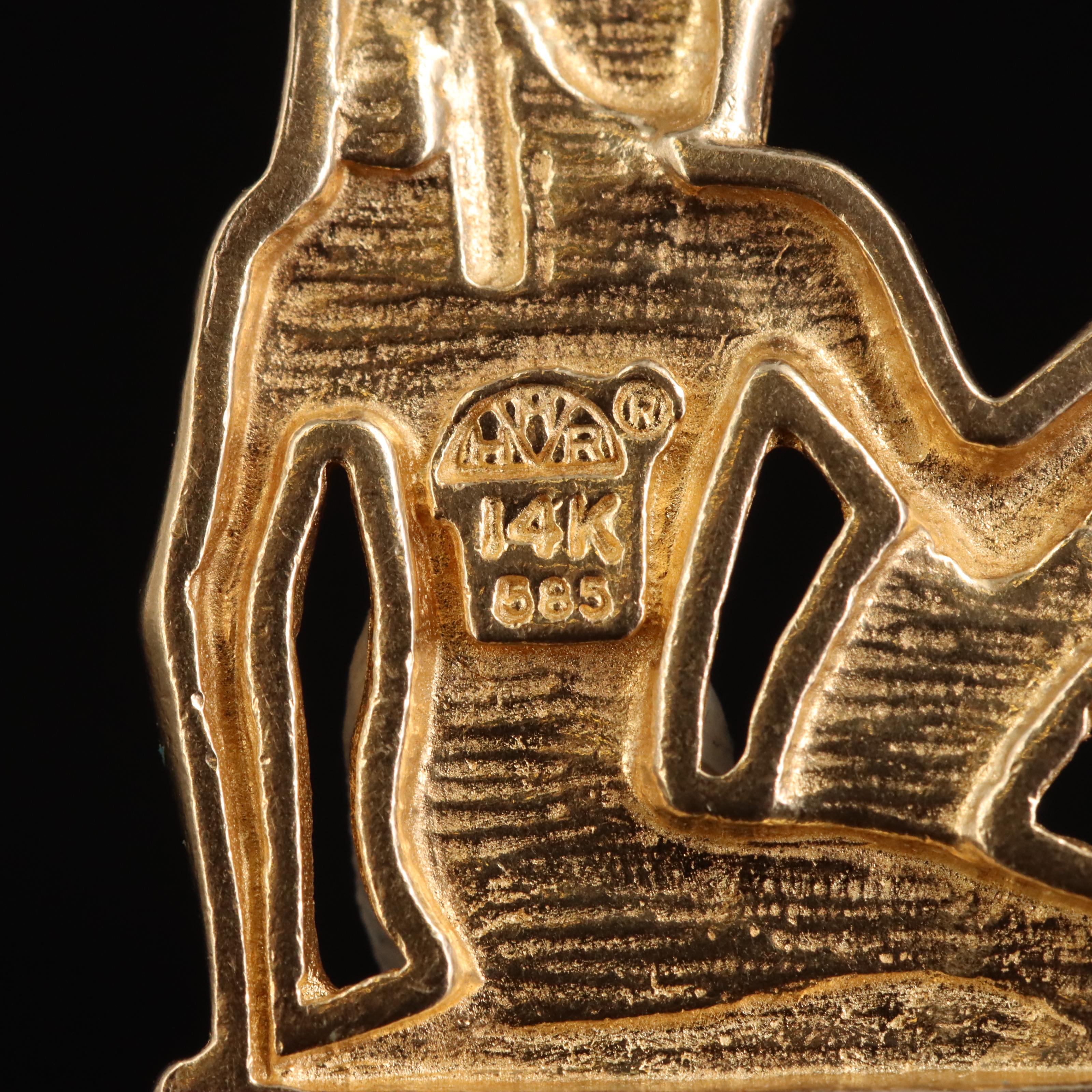 14K Bearded Pharaoh Charm Pendant