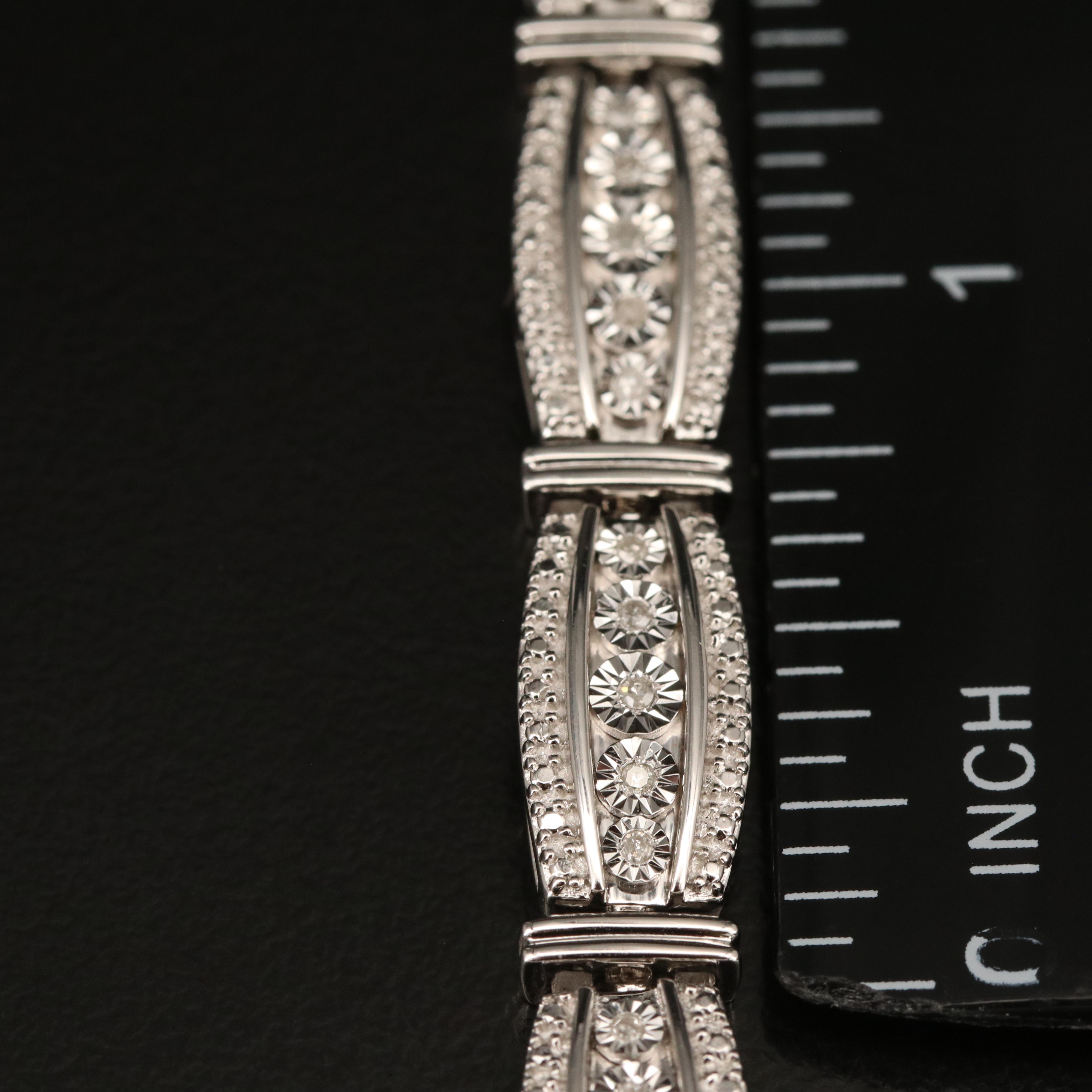 Sterling Diamond Link Bracelet