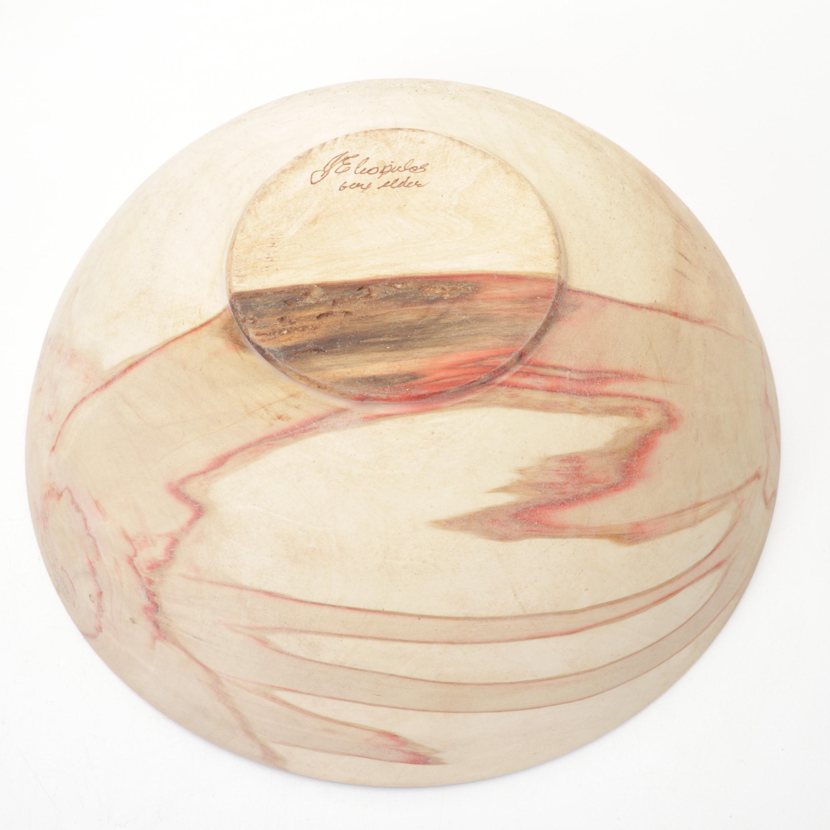 Jim Eliopulos Turned Box Elder Wood Bowls and Walnut Dolphin Sculpture