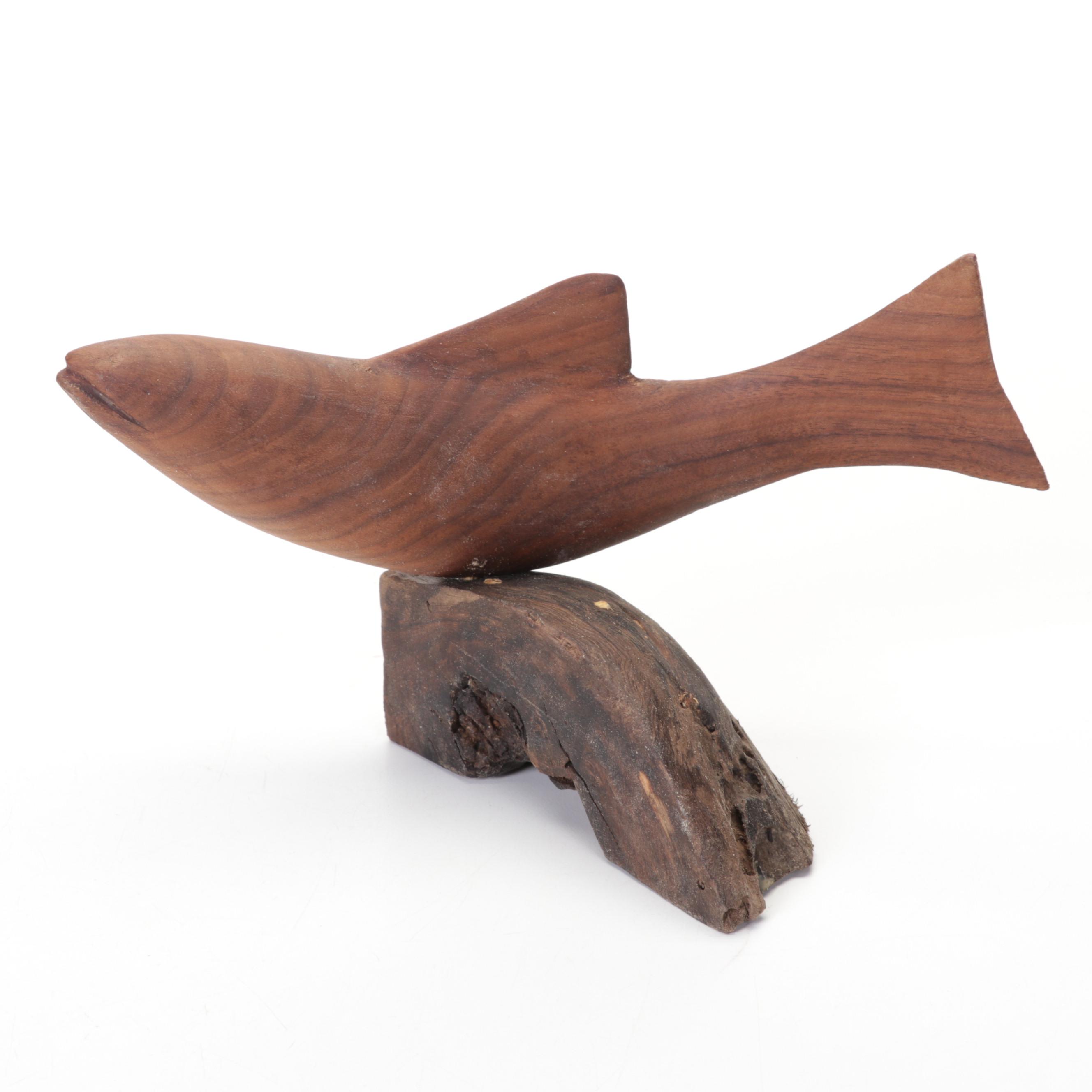 Jim Eliopulos Turned Box Elder Wood Bowls and Walnut Dolphin Sculpture