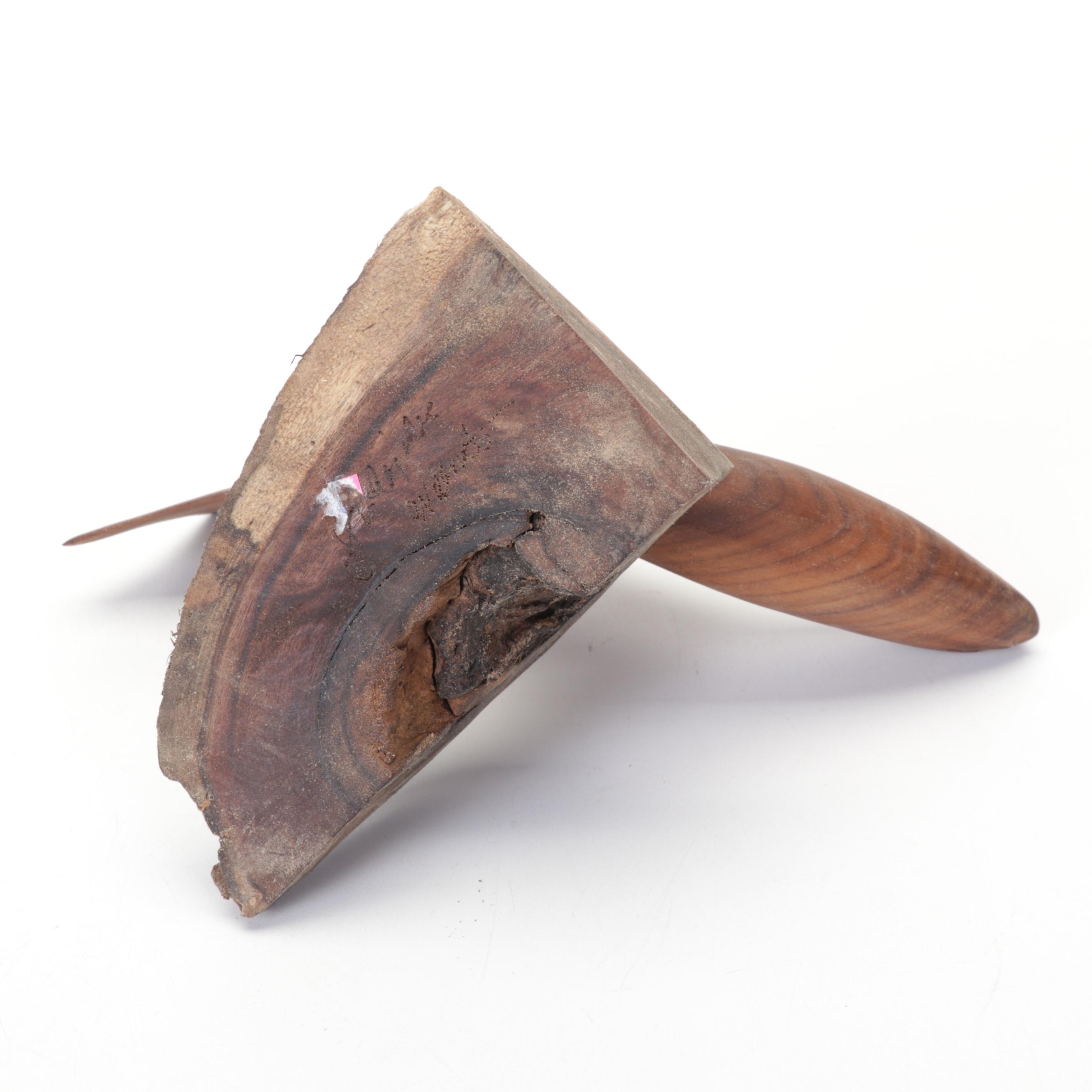 Jim Eliopulos Turned Box Elder Wood Bowls and Walnut Dolphin Sculpture