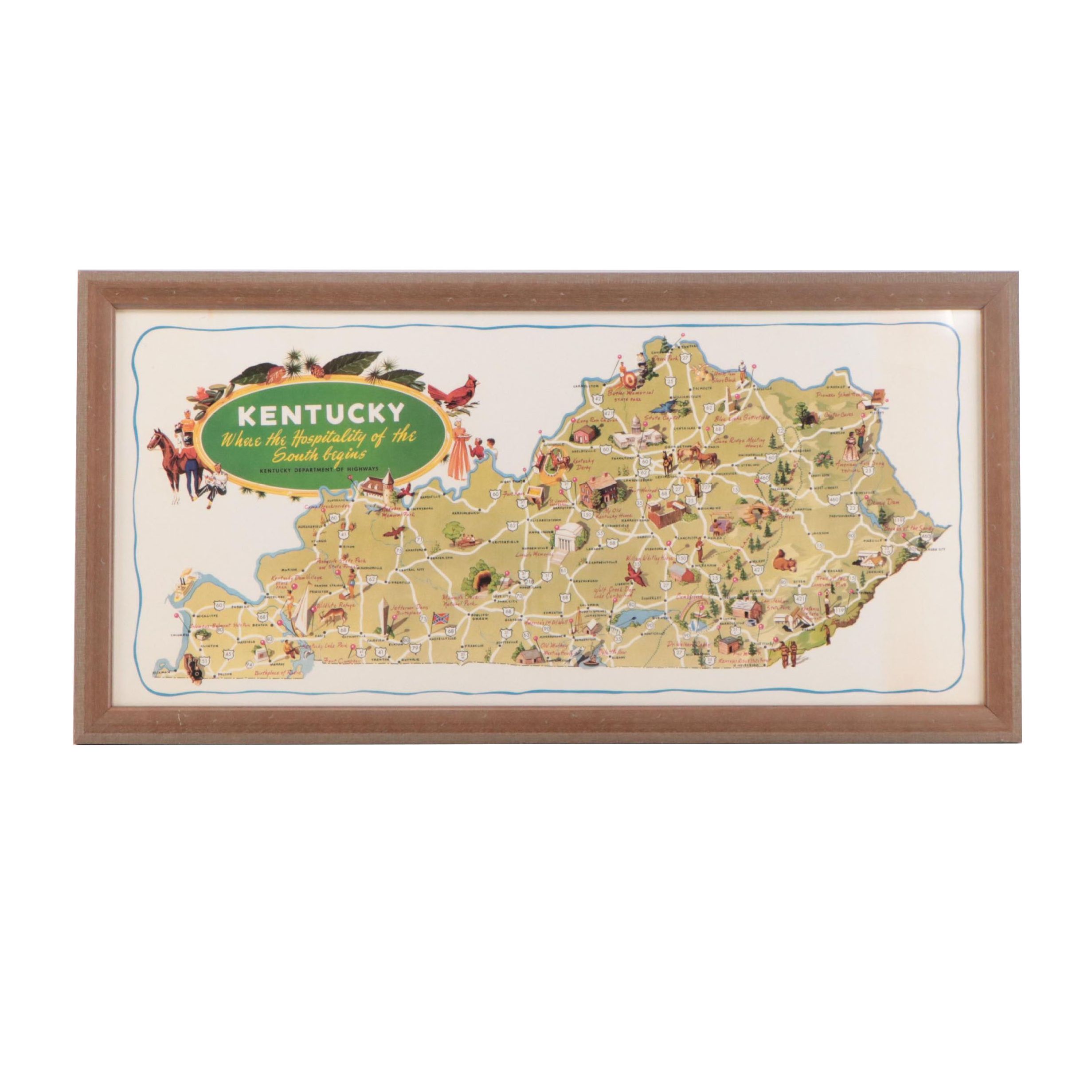 Digital Print of Kentucky Highways, Mid-20th Century