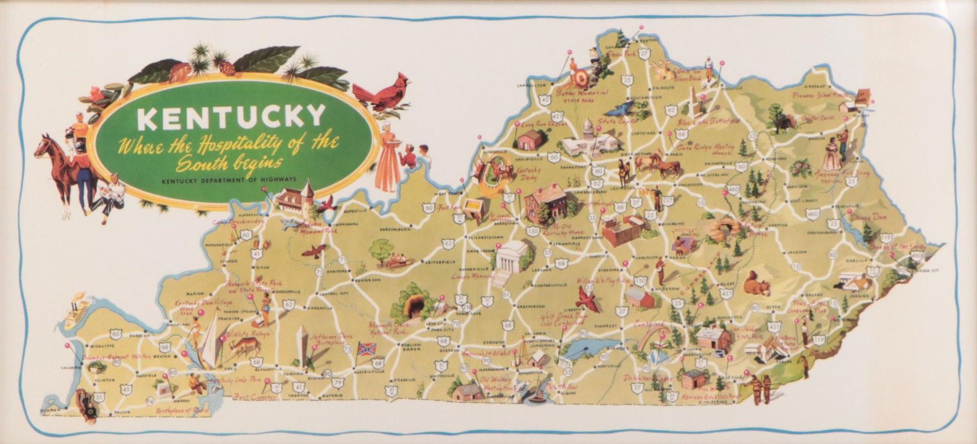 Digital Print of Kentucky Highways, Mid-20th Century