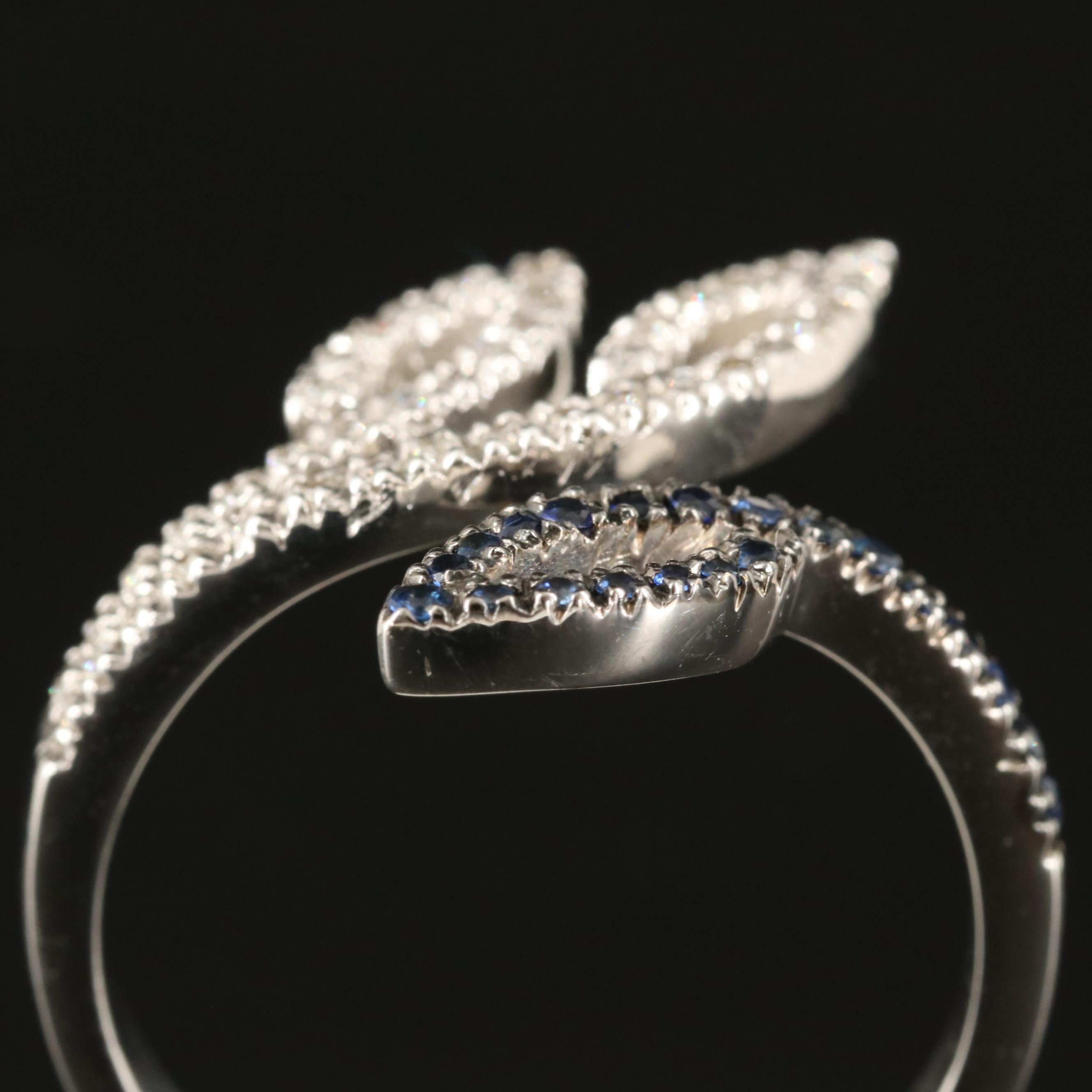 18K Diamond and Sapphire Bypass Ring
