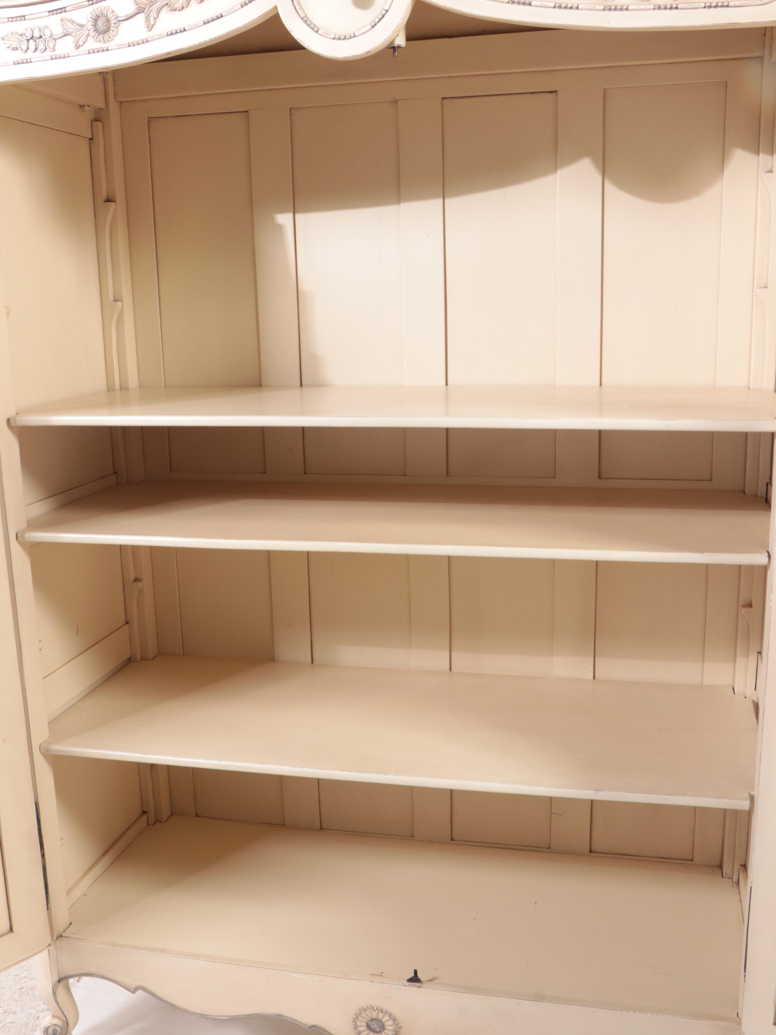 Louis XV Style Cream and Blue-Painted "Normandy" Vitrine