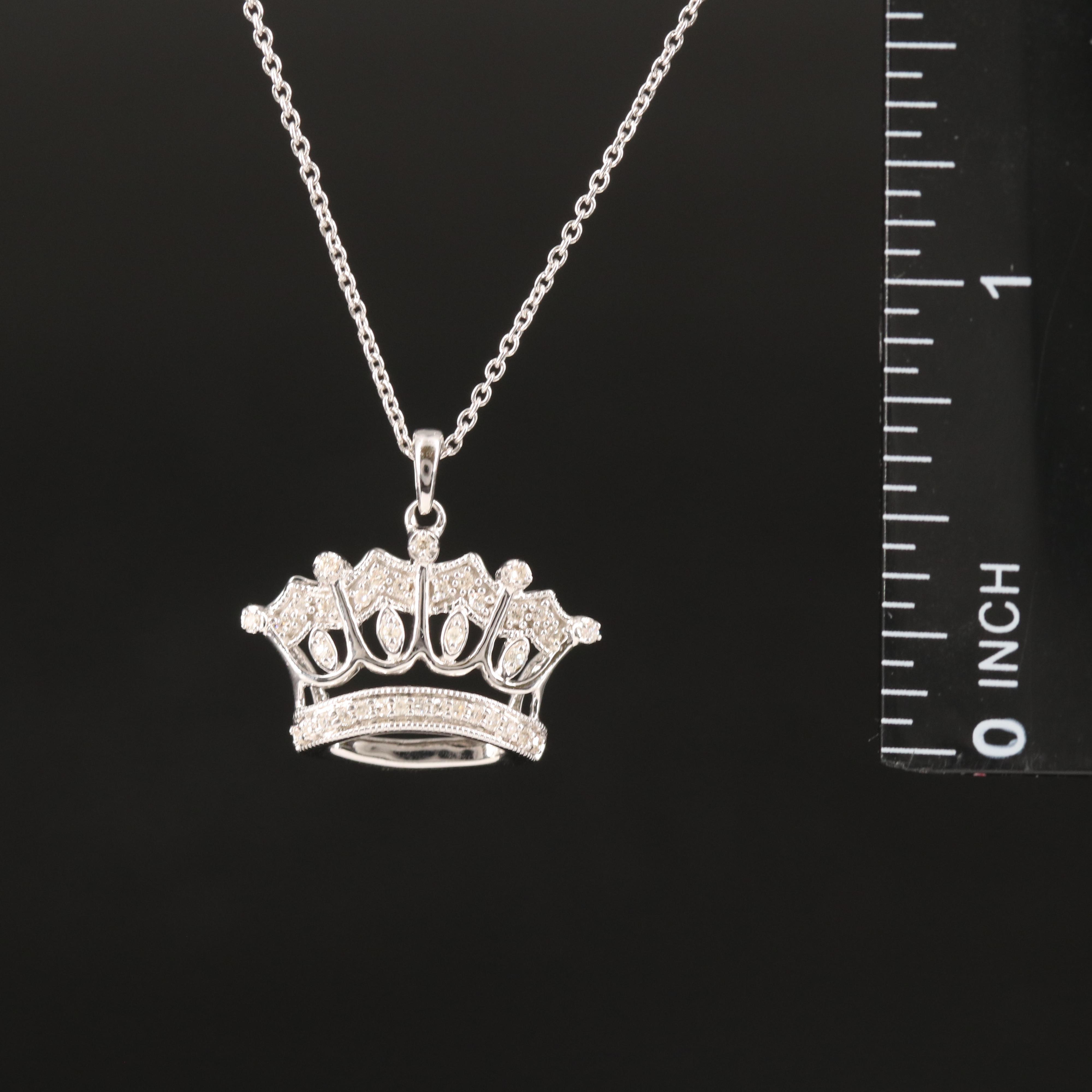 Sterling Diamond Crown Pendant Necklace