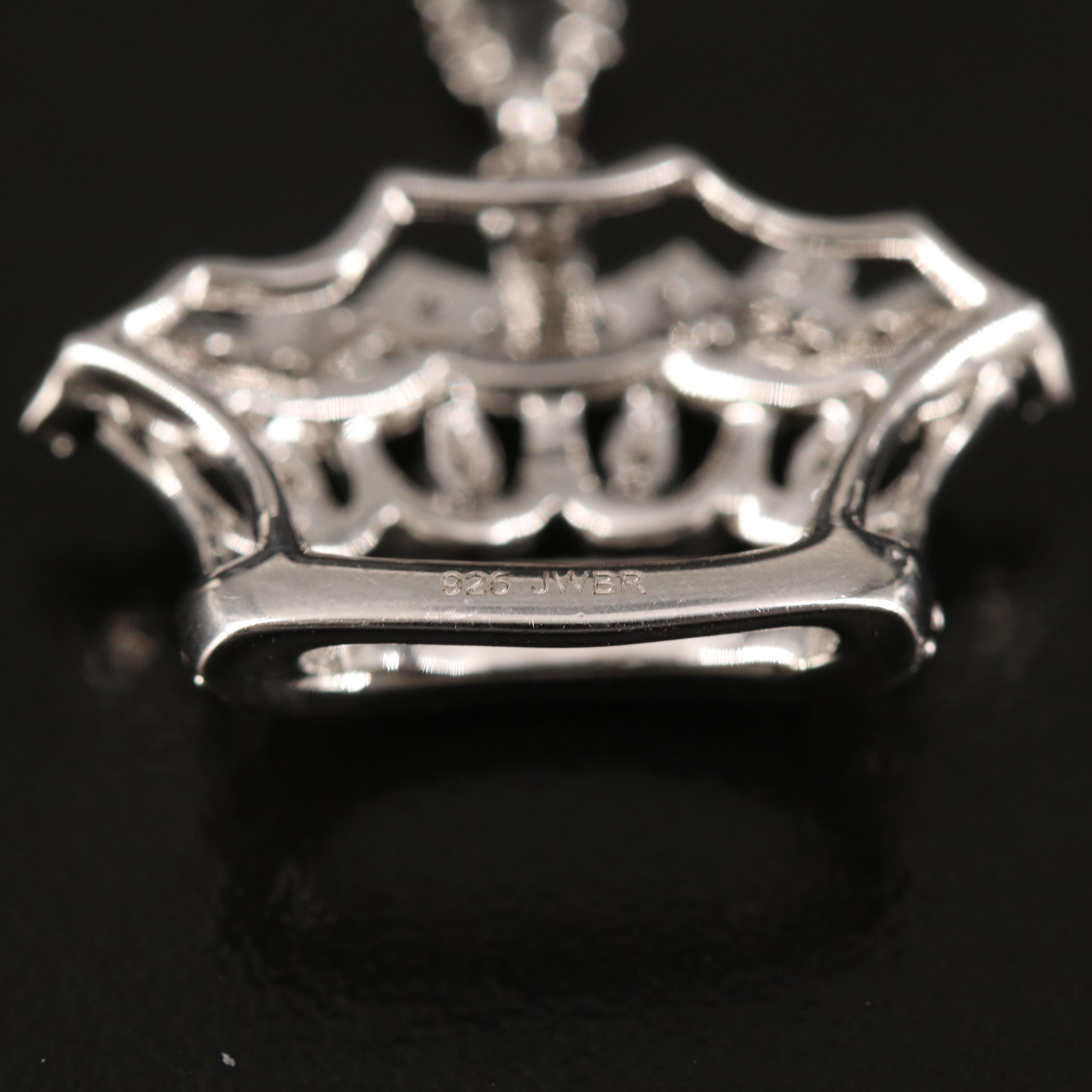 Sterling Diamond Crown Pendant Necklace