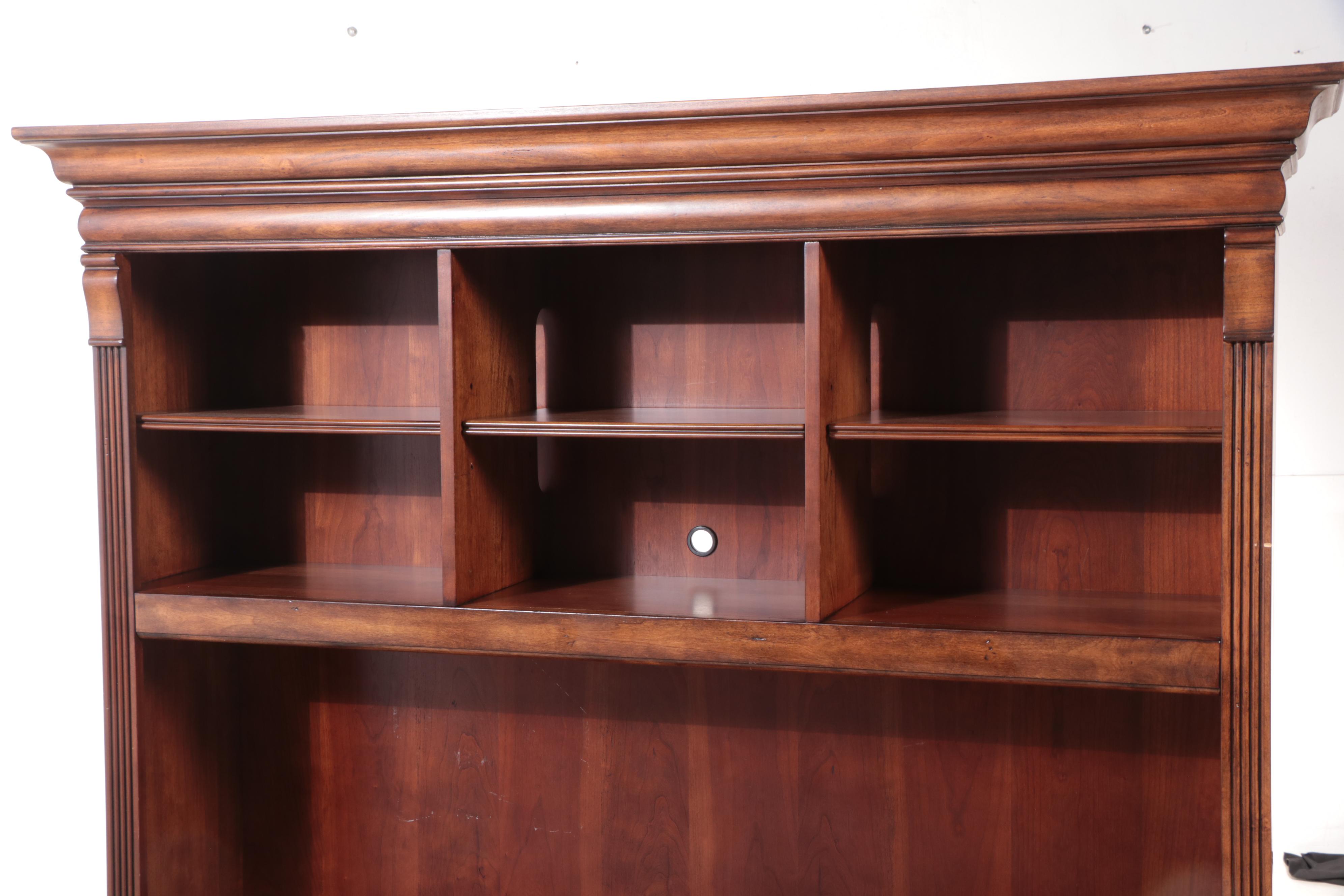 Federal Style Cherrywood Pedestal Desk with Hutch