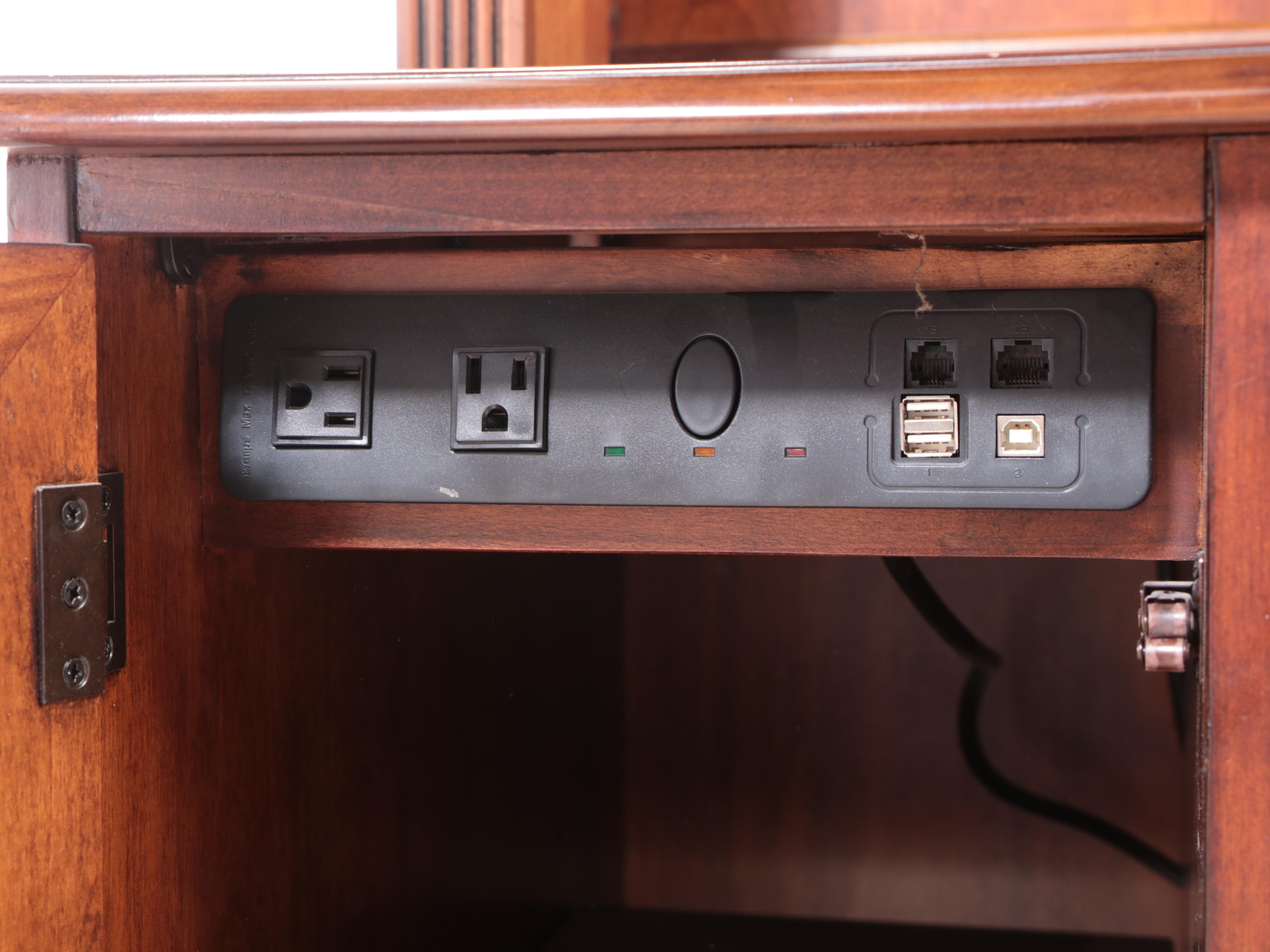 Federal Style Cherrywood Pedestal Desk with Hutch