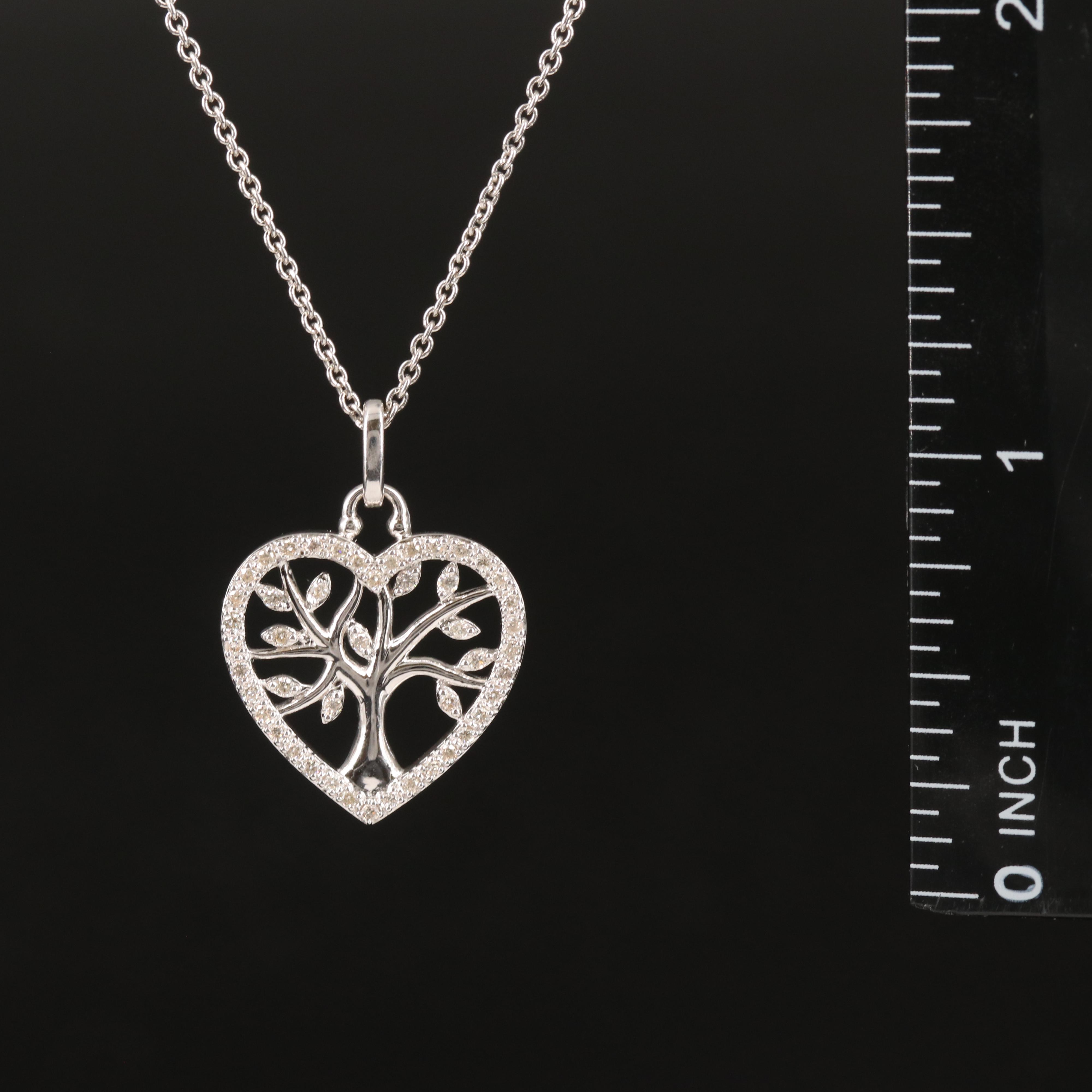 Sterling Diamond Heart Pendant Necklace