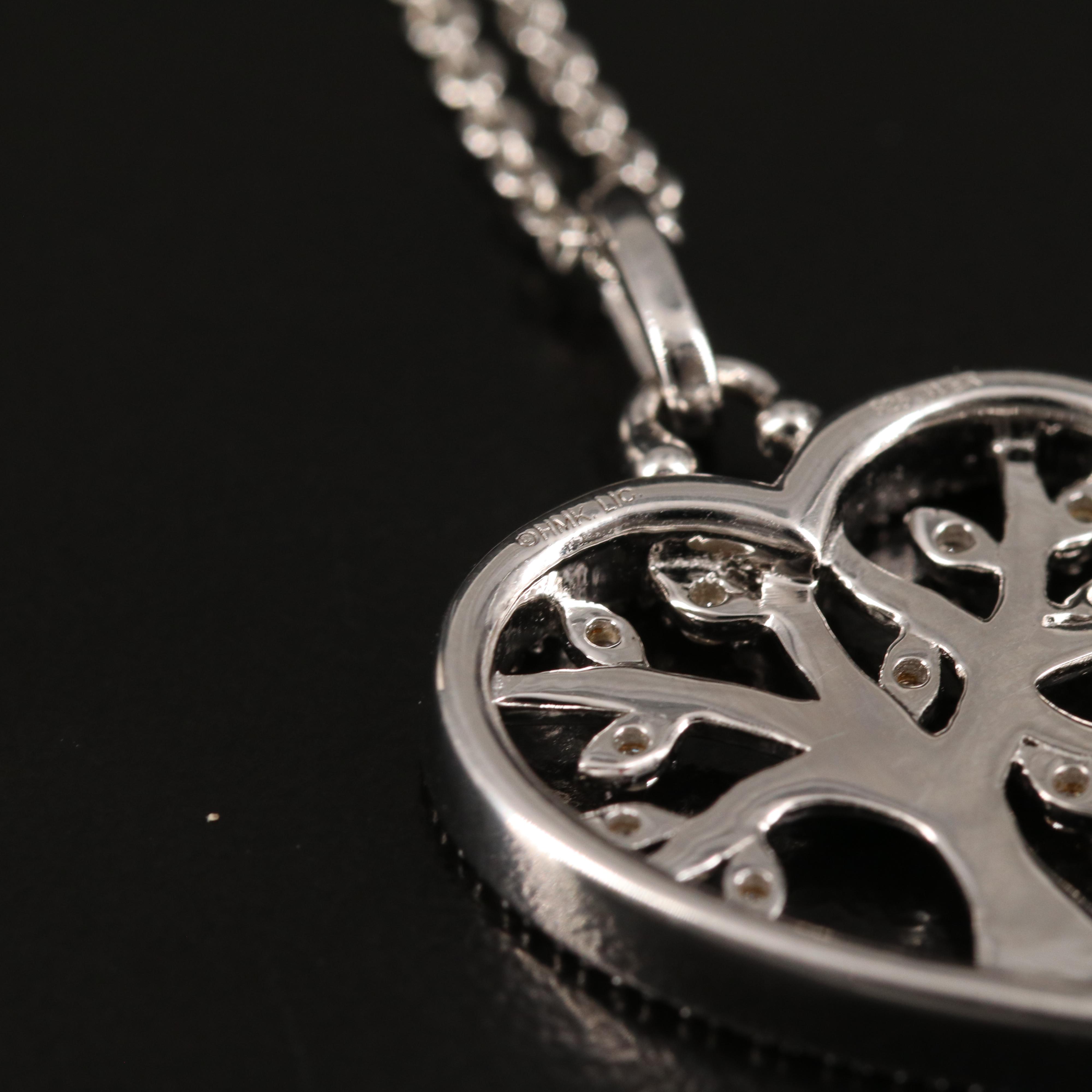 Sterling Diamond Heart Pendant Necklace