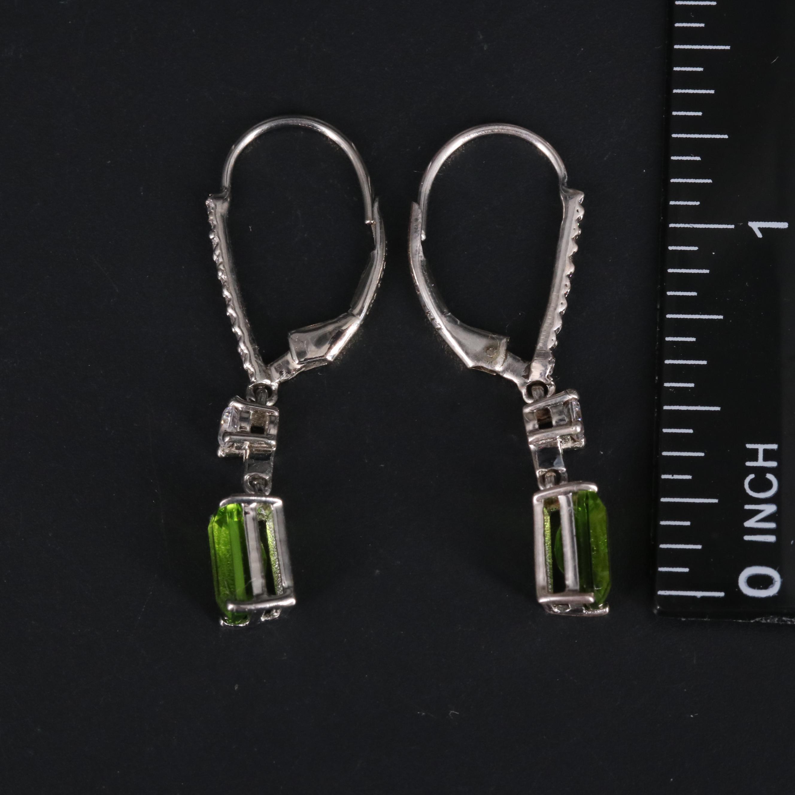 Sterling Silver Peridot and Cubic Zirconia Earrings