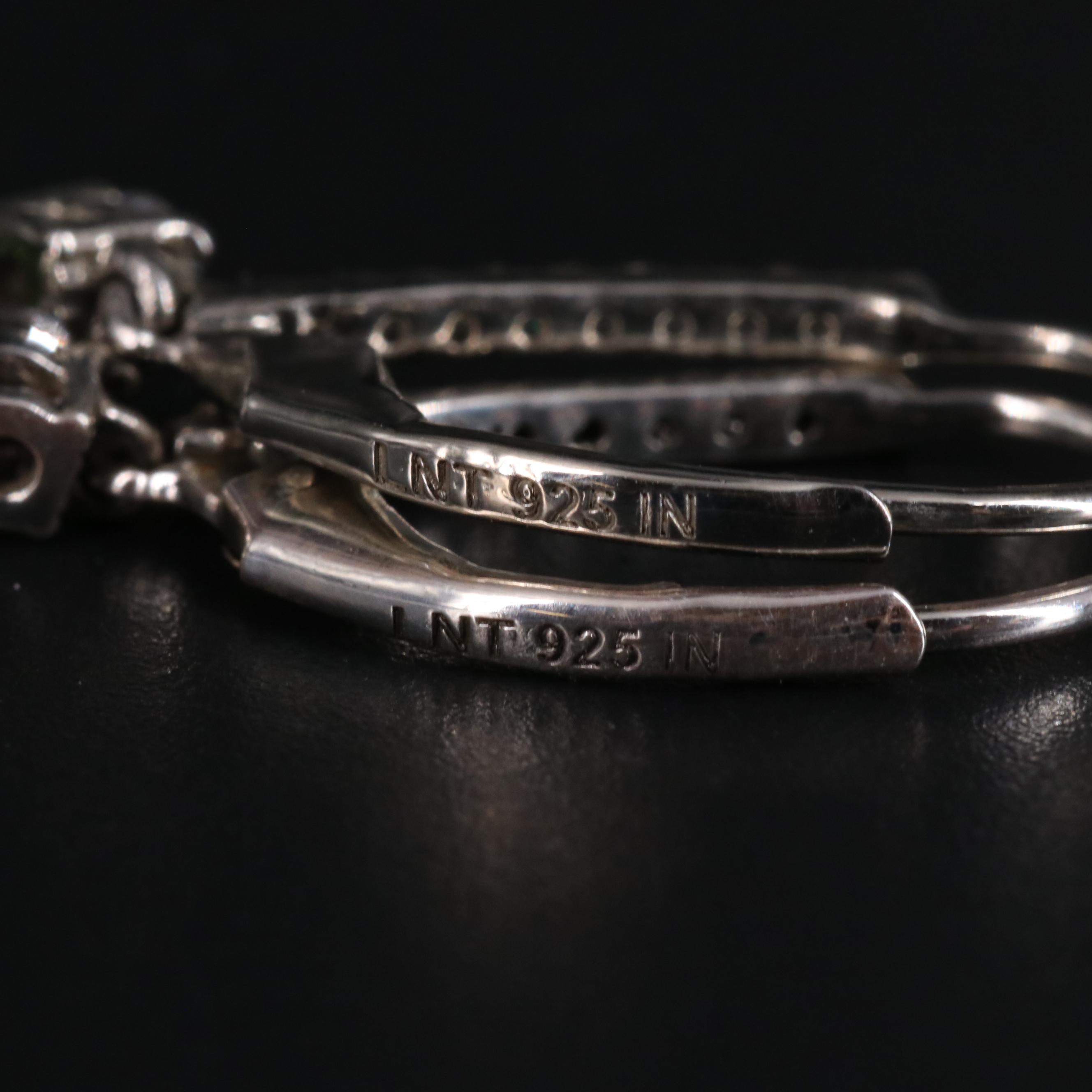 Sterling Silver Peridot and Cubic Zirconia Earrings