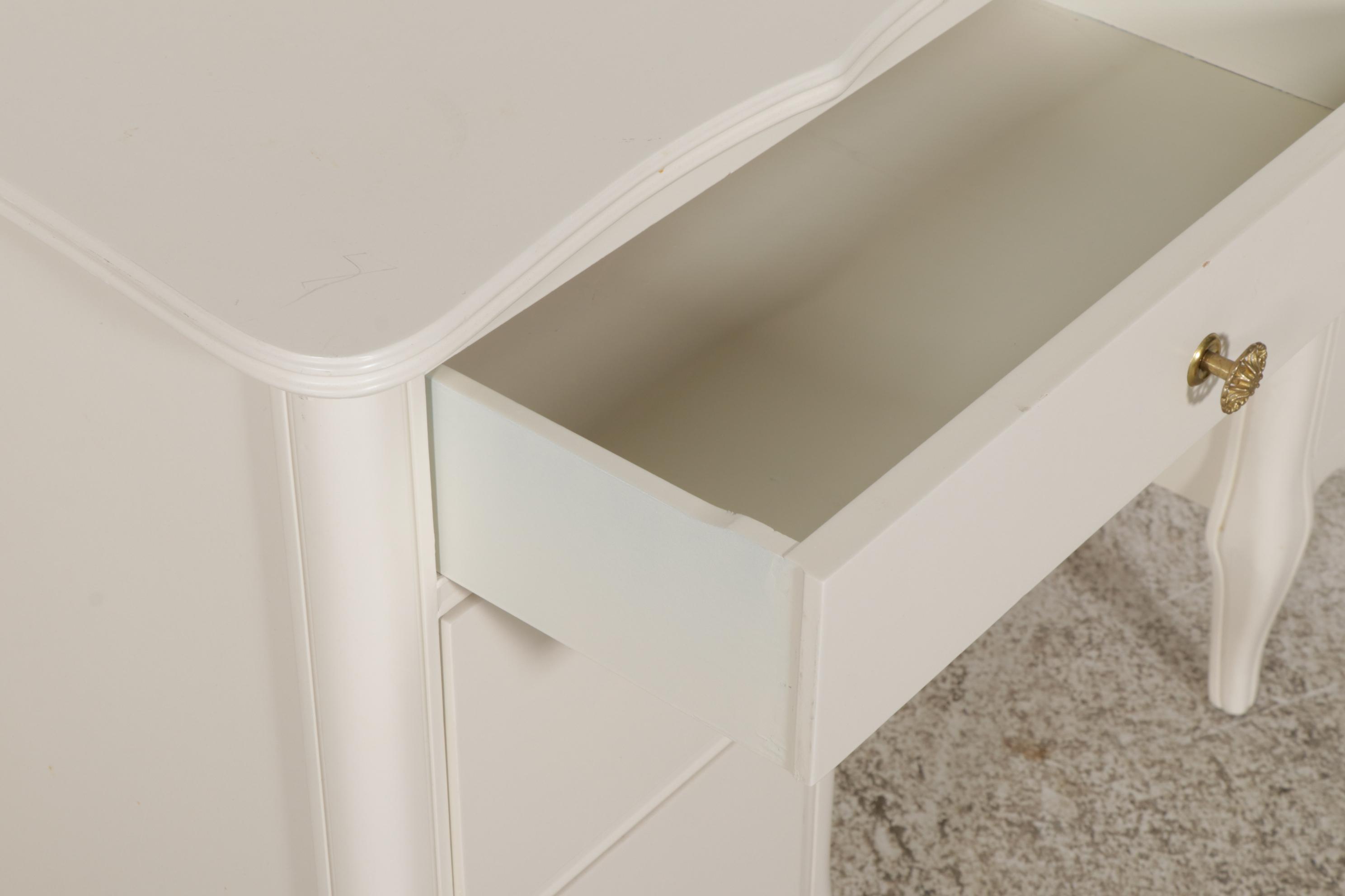 West Michigan Furniture Co. White and Paint-Decorated Wood Desk and Chair