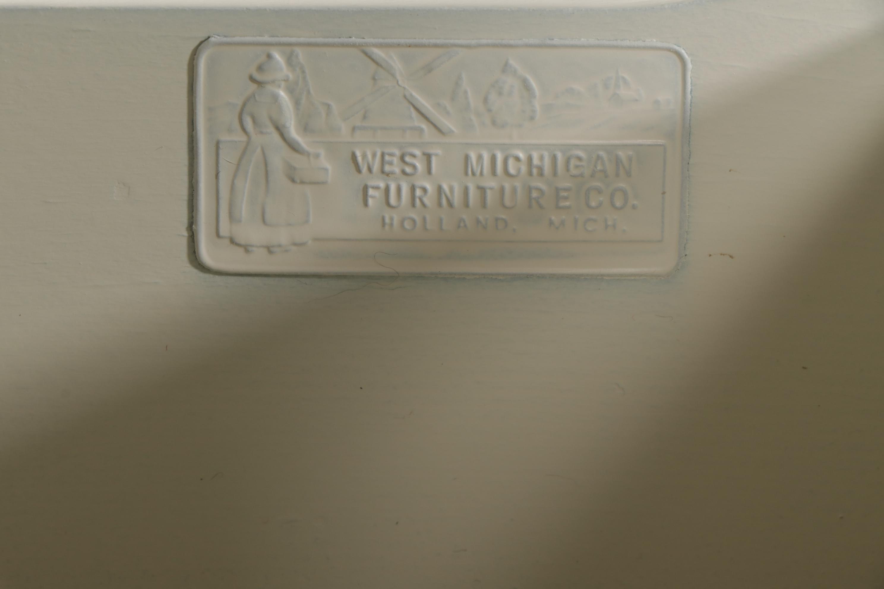West Michigan Furniture Co. White and Paint-Decorated Wood Desk and Chair